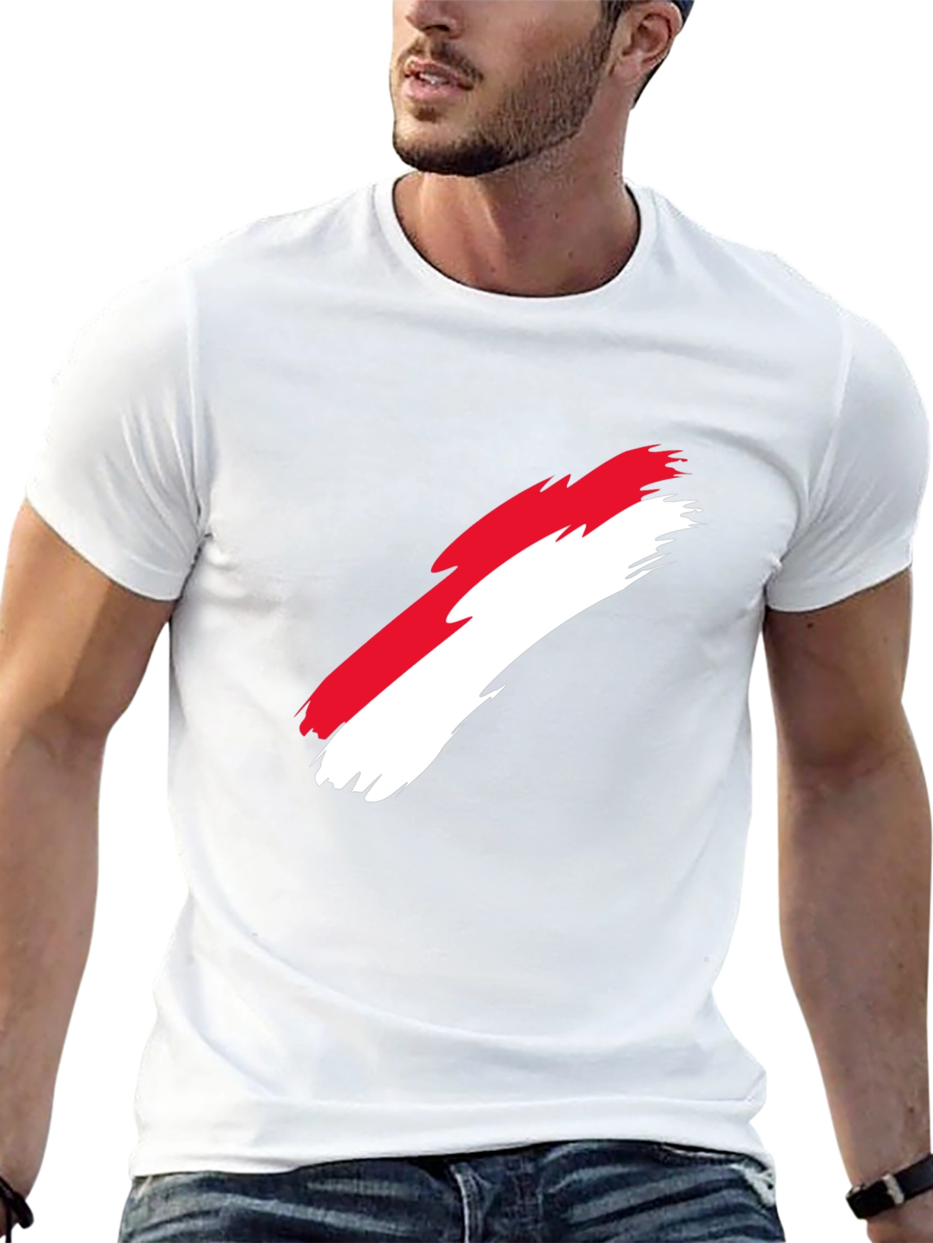 Indonesia Flag Brush Stroke Graphic T-Shirt