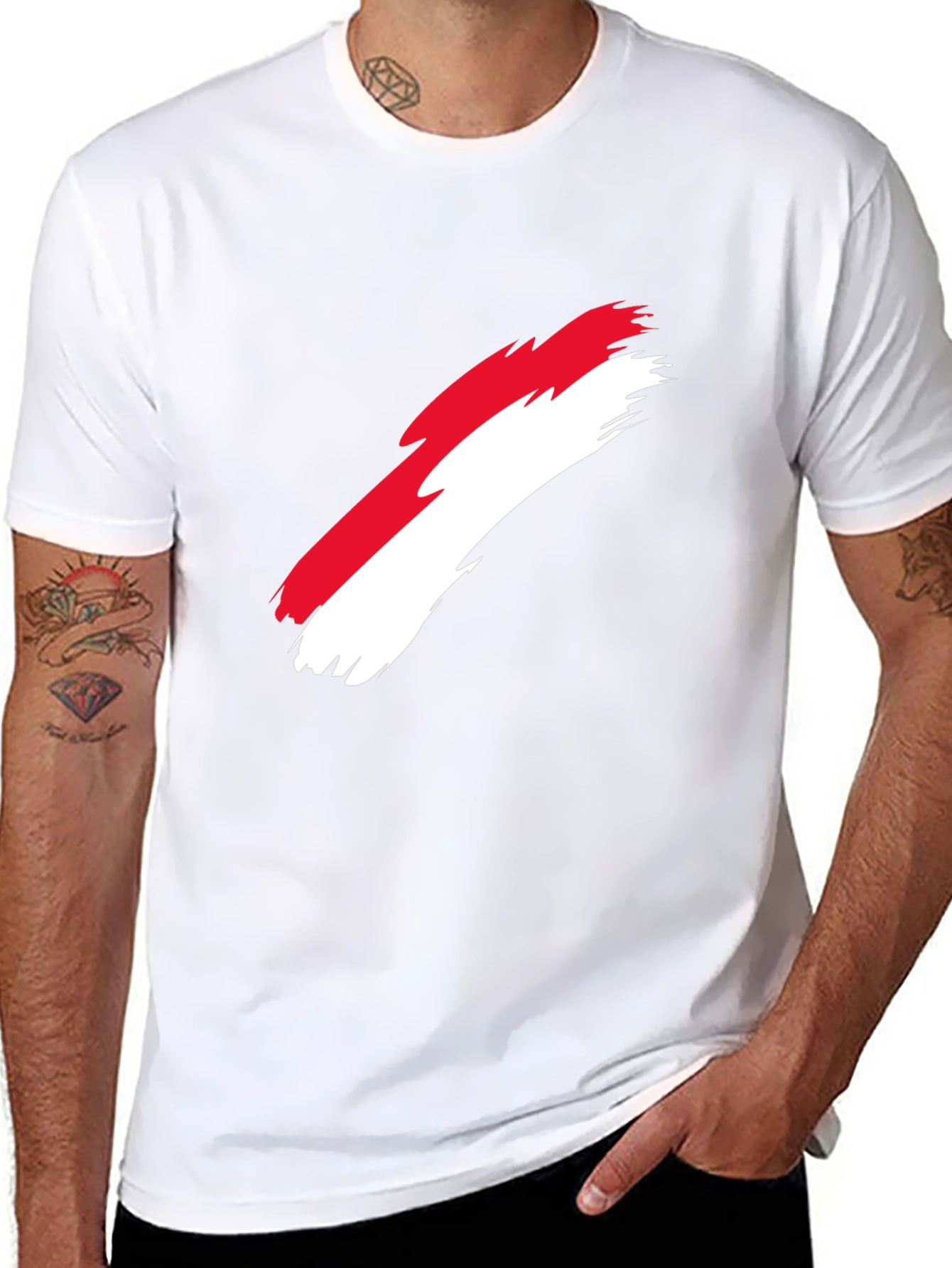 Indonesia Flag Brush Stroke Graphic T-Shirt