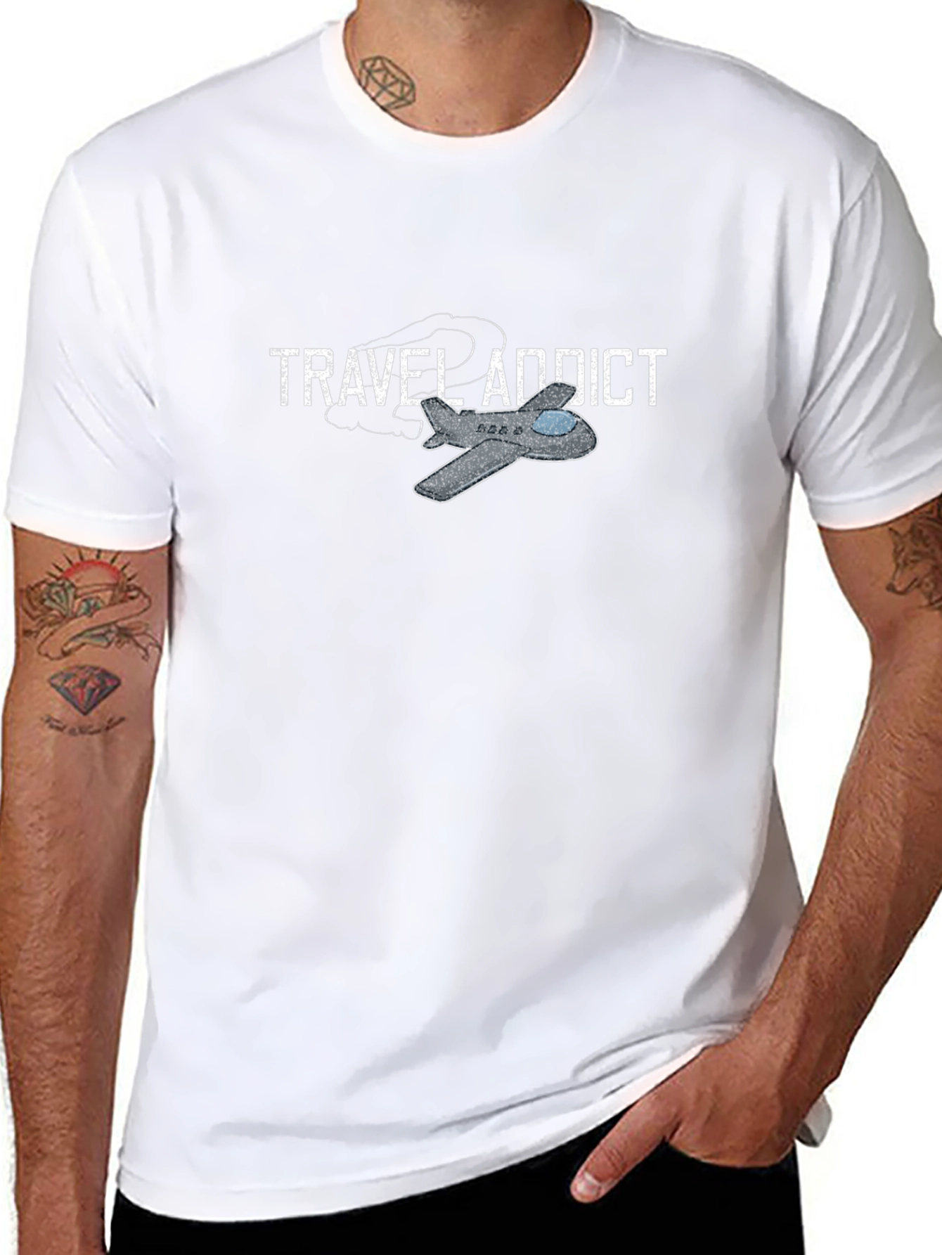 Travel Addict Graphic T-Shirt - Airplane Design