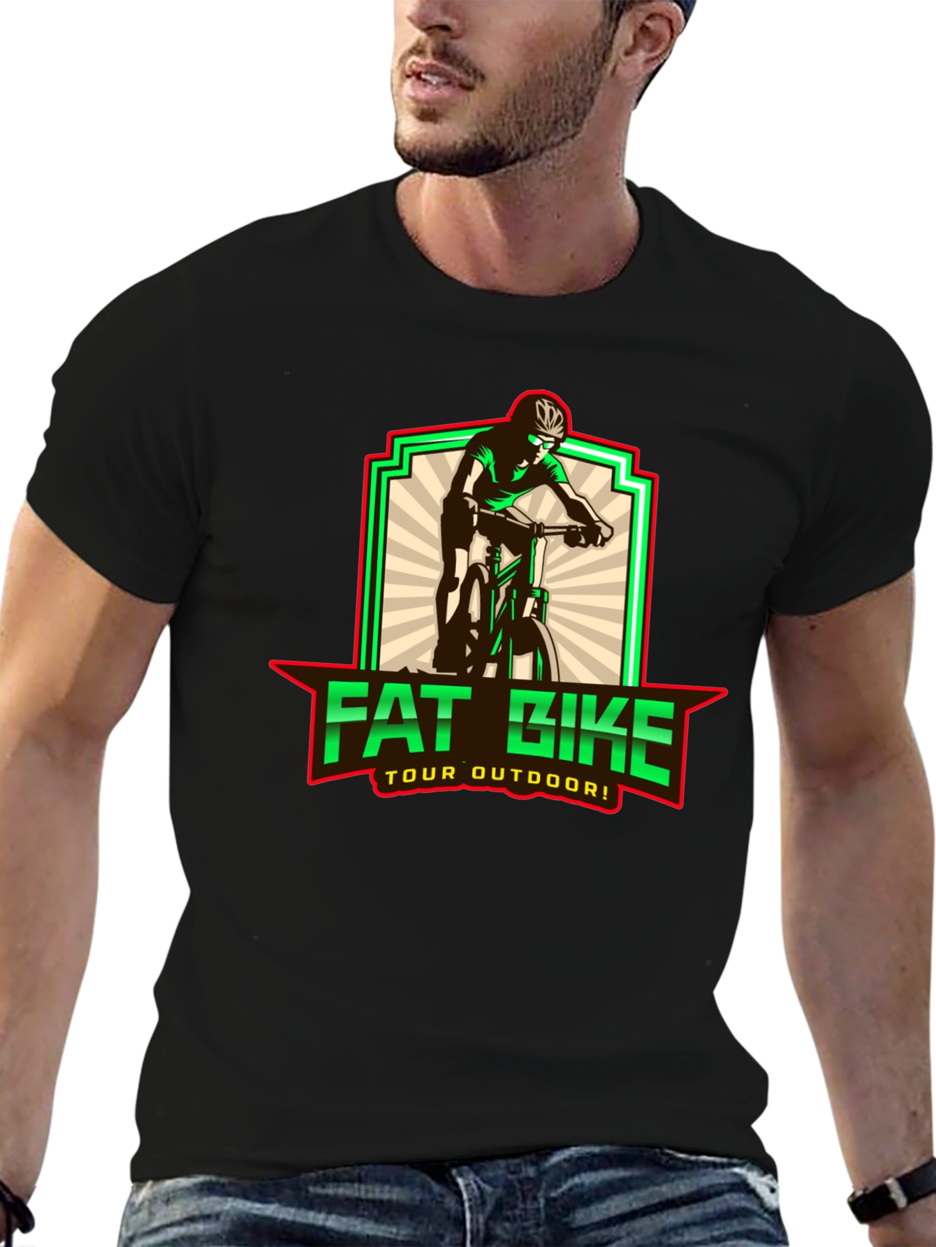 Fat Bike Tour Outdoors Black Graphic T-Shirt