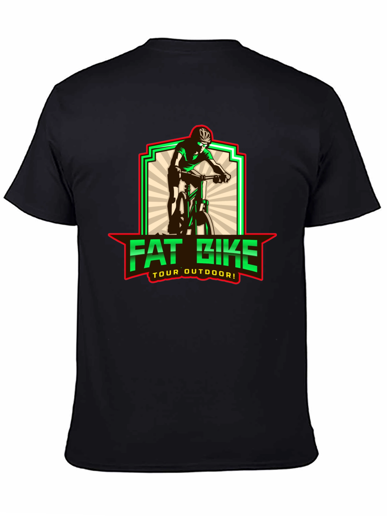 Fat Bike Tour Outdoors Black Graphic T-Shirt