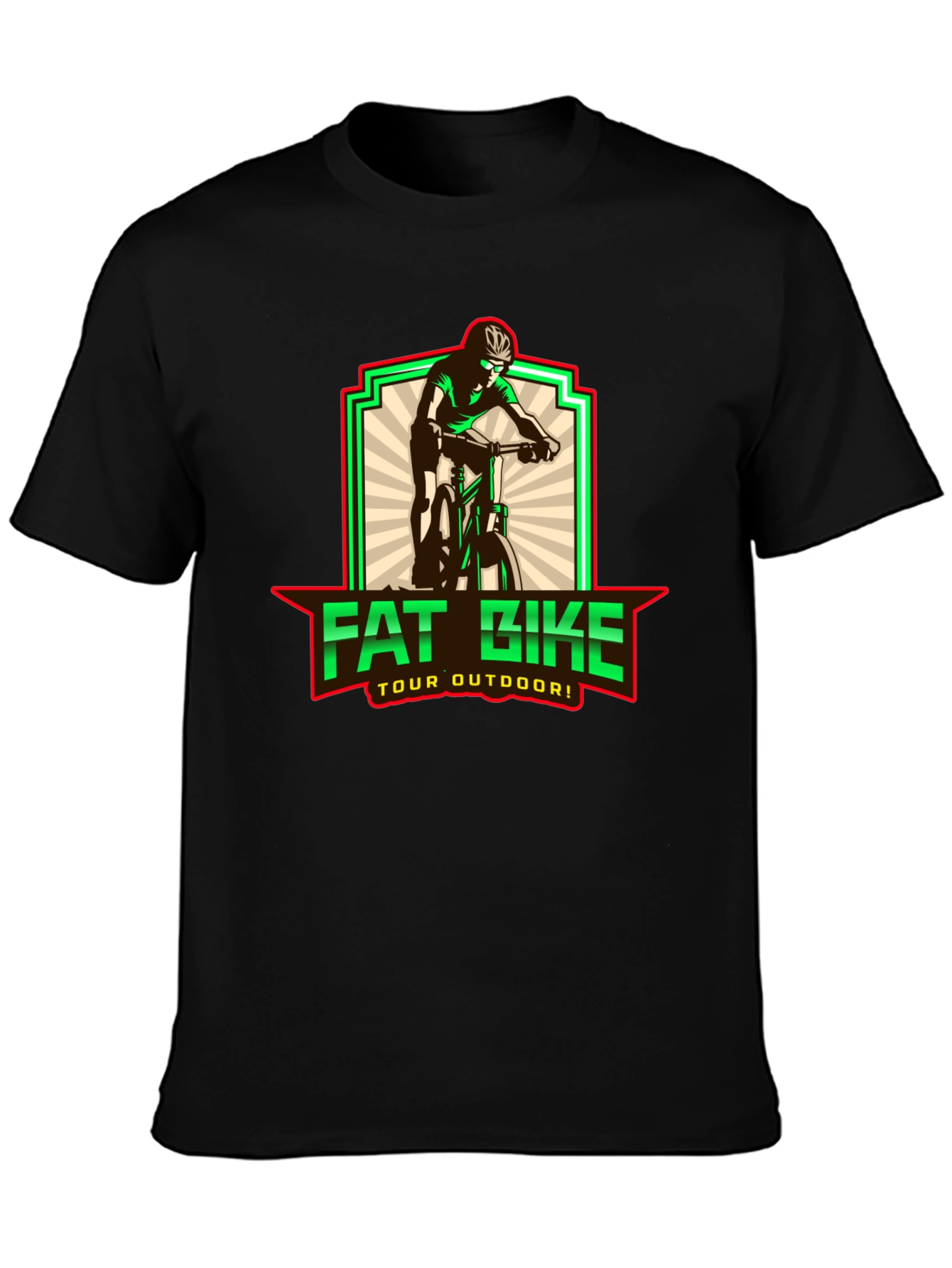 Fat Bike Tour Outdoors Black Graphic T-Shirt