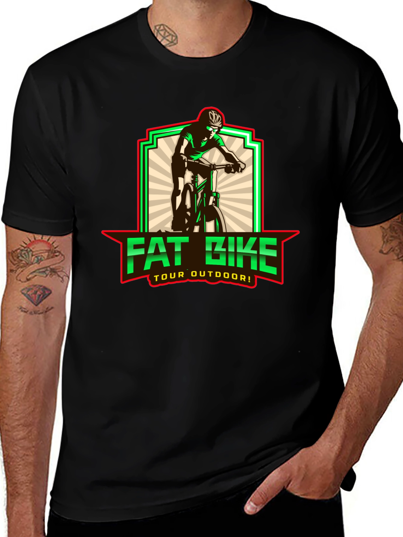 Fat Bike Tour Outdoors Black Graphic T-Shirt