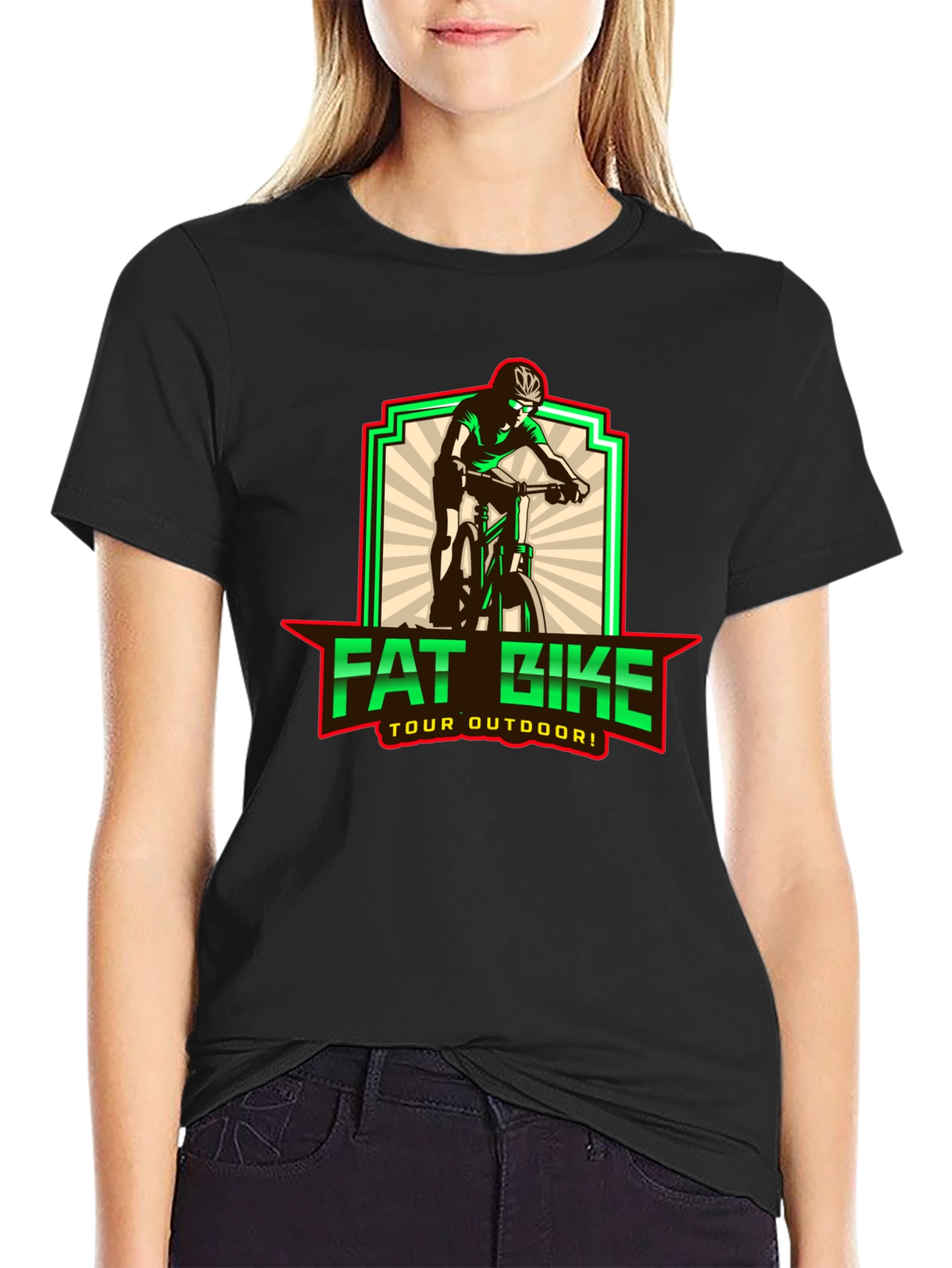 Fat Bike Tour Outdoors Black Graphic T-Shirt