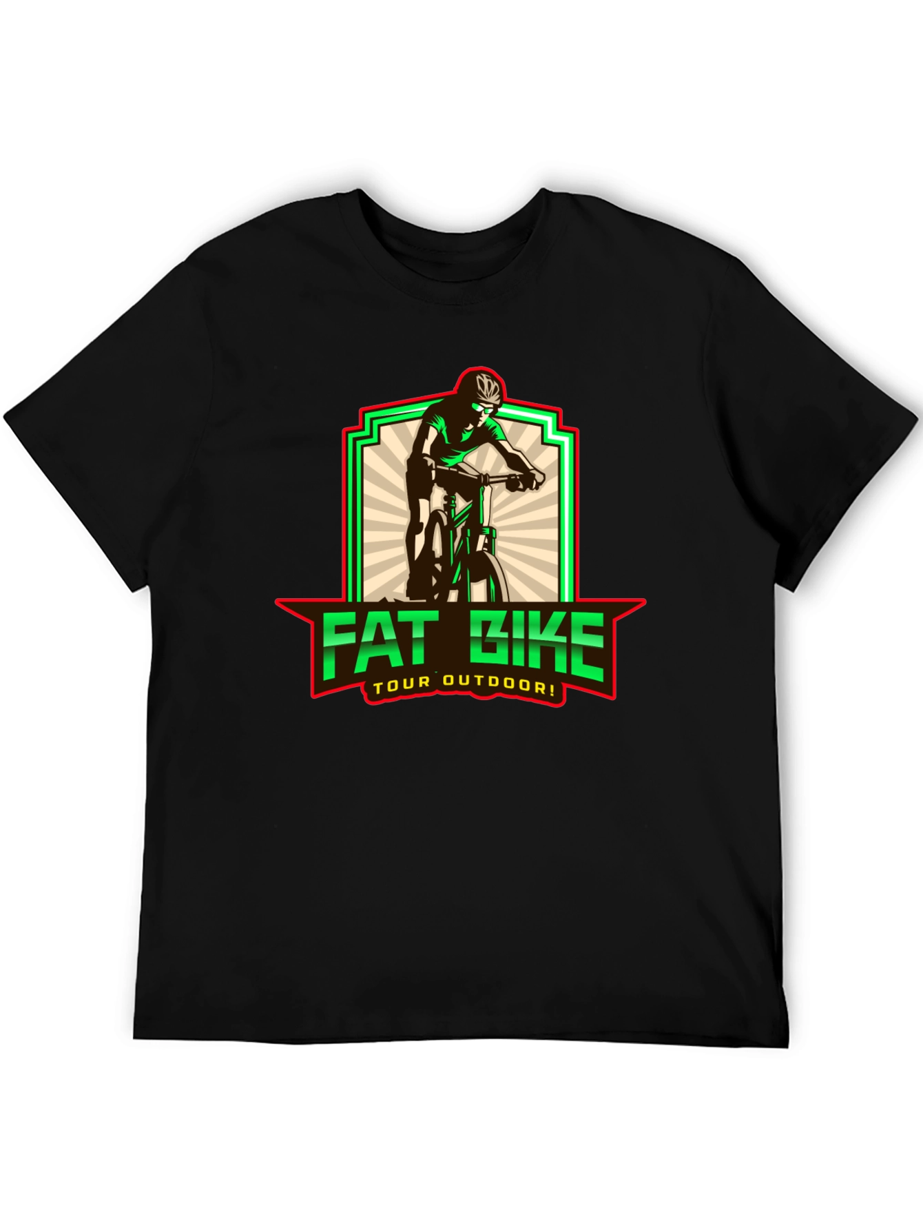 Fat Bike Tour Outdoors Black Graphic T-Shirt