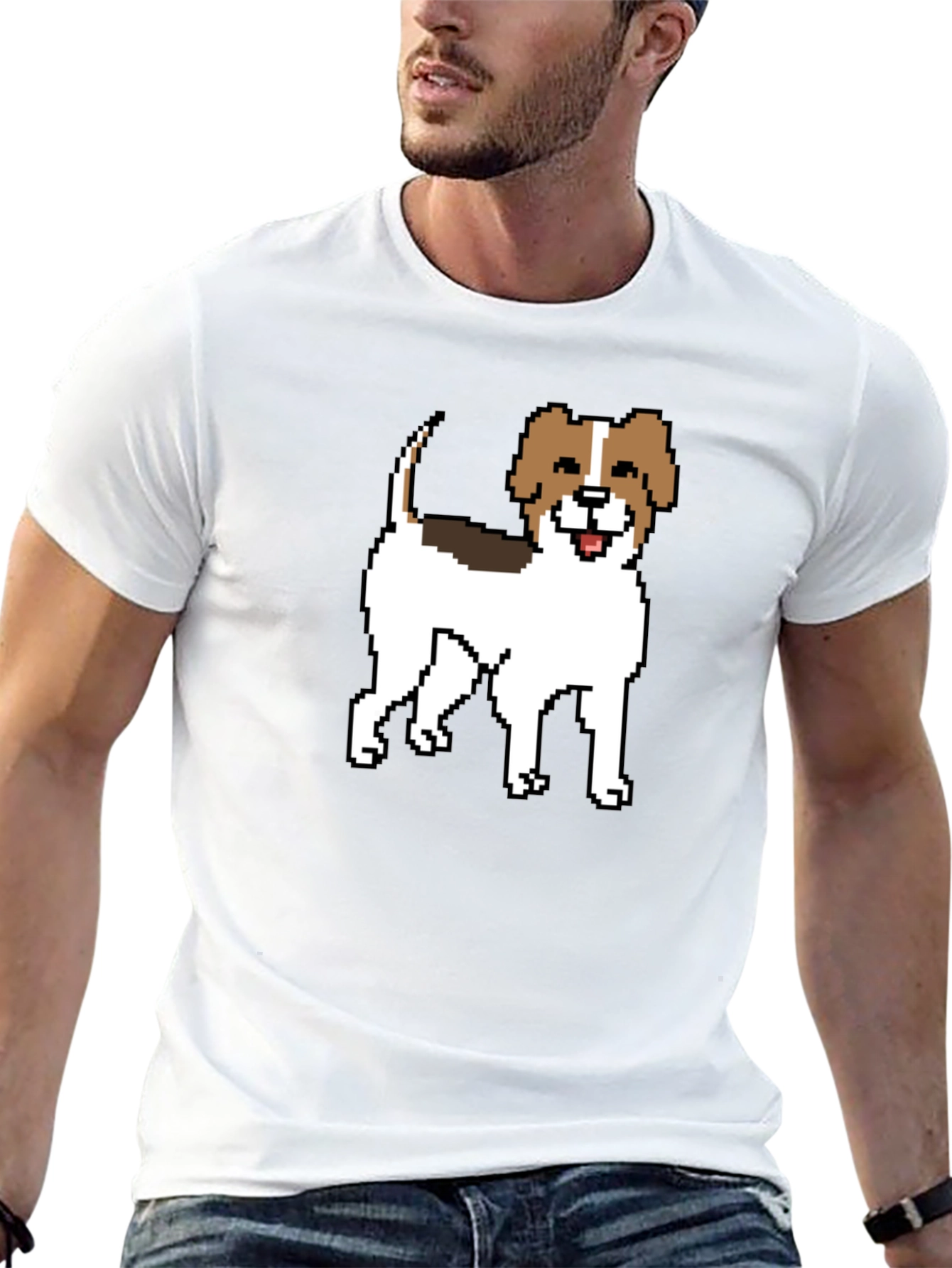 Pixel Dog Graphic Tee - Black Casual Shirt