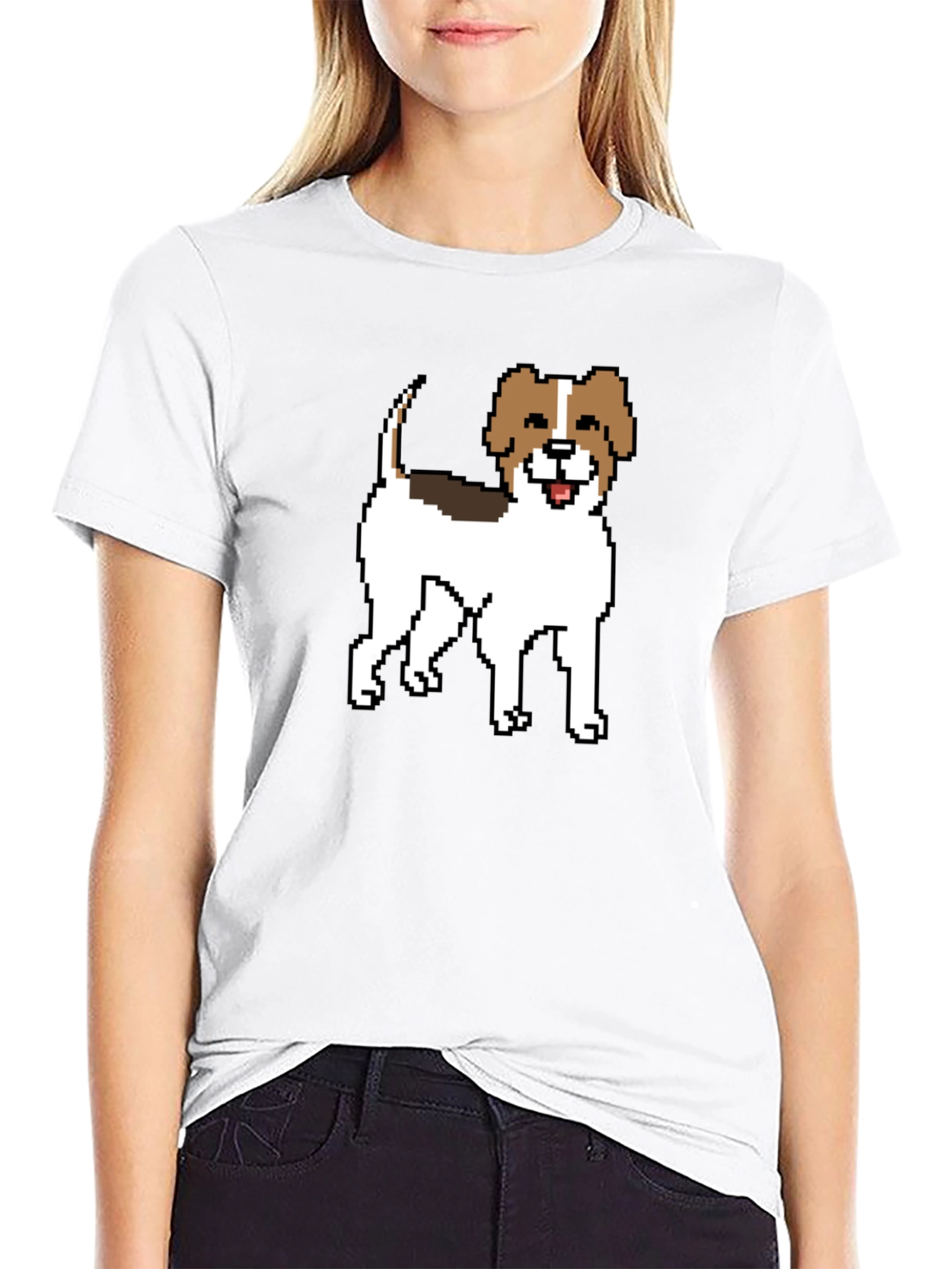 Pixel Dog Graphic Tee - Black Casual Shirt