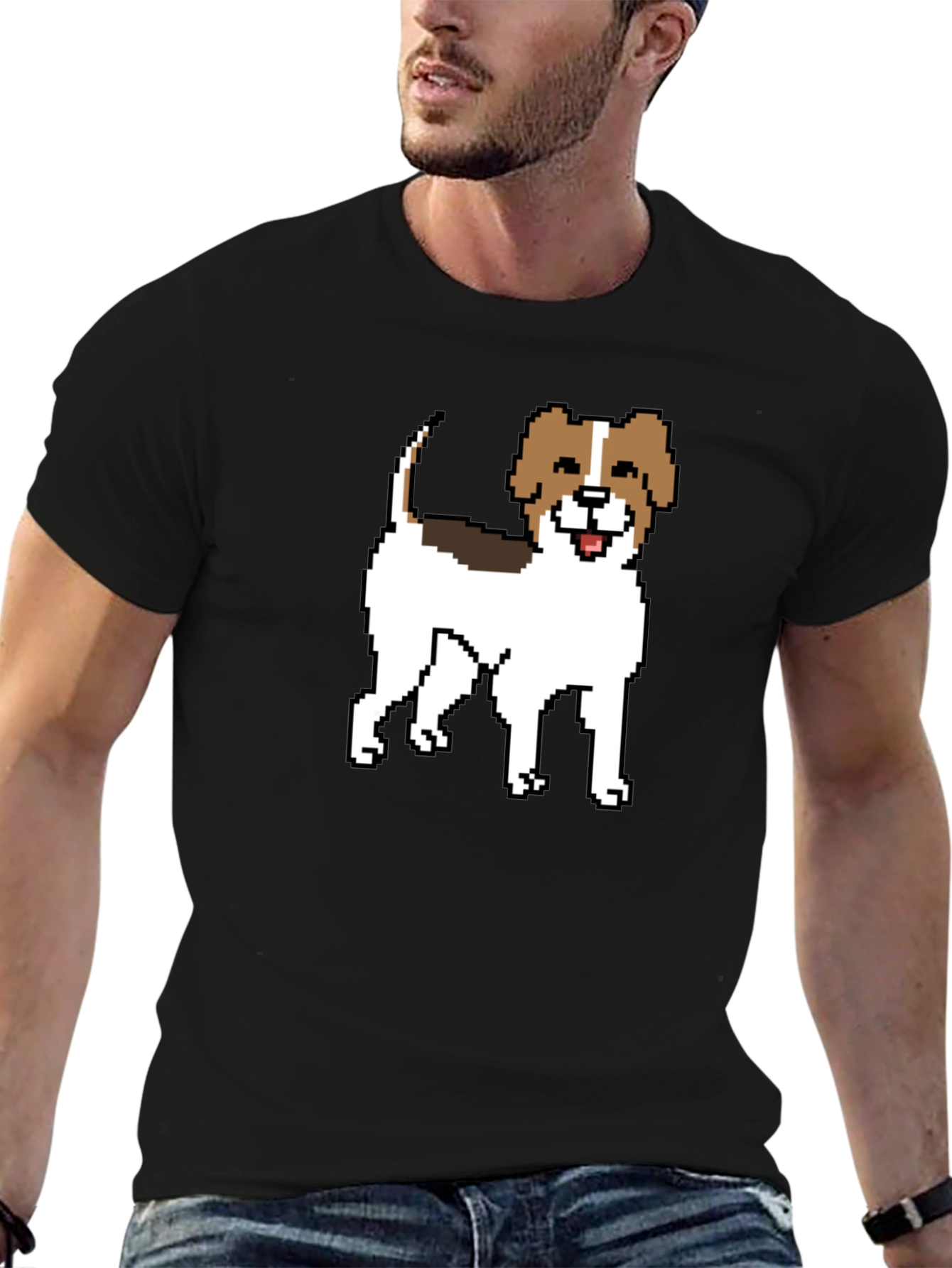 Pixel Dog Graphic Tee - Black Casual Shirt