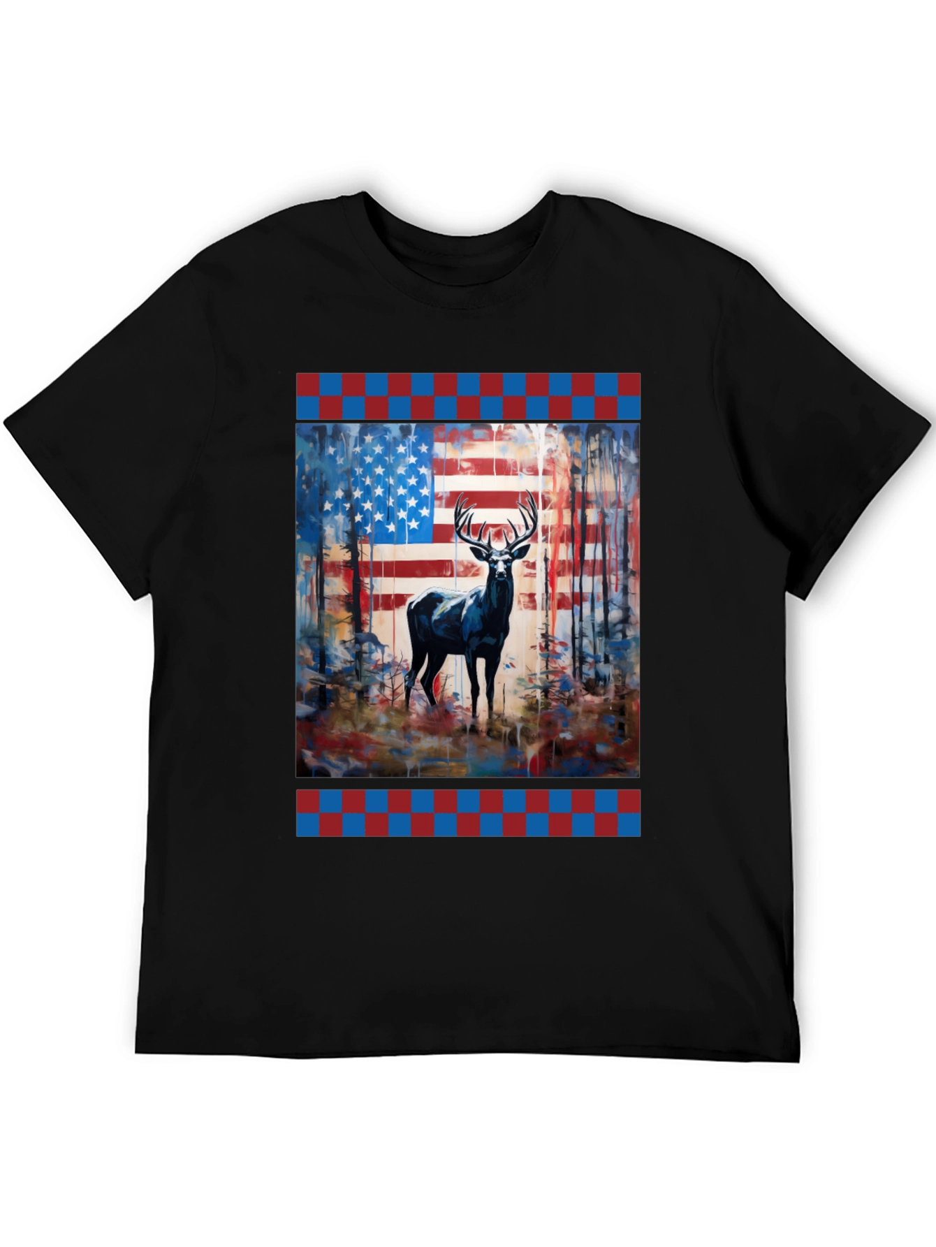 American Flag Deer Graphic Tee - Patriotic Wildlife Shirt