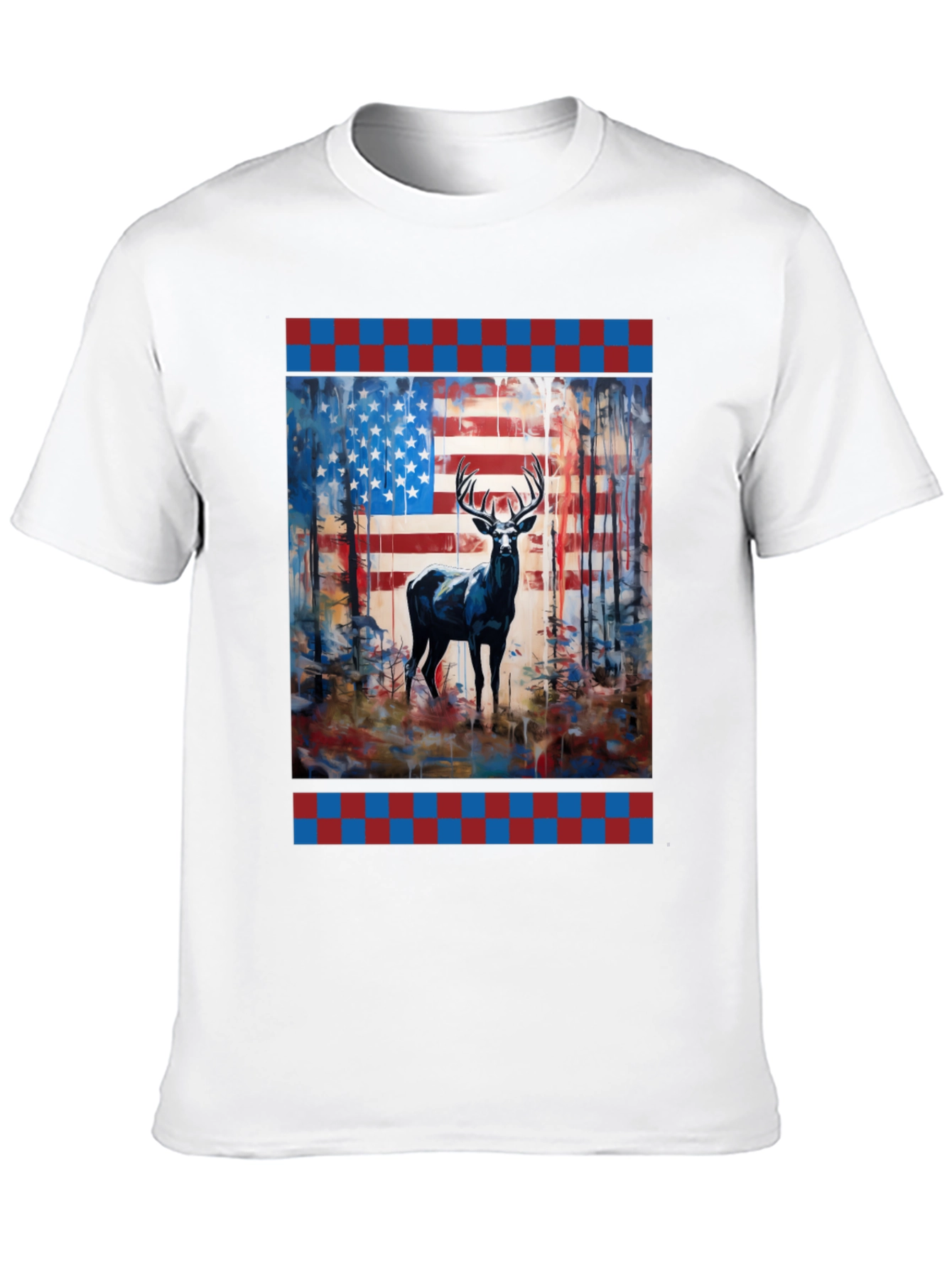American Flag Deer Graphic Tee - Patriotic Wildlife Shirt
