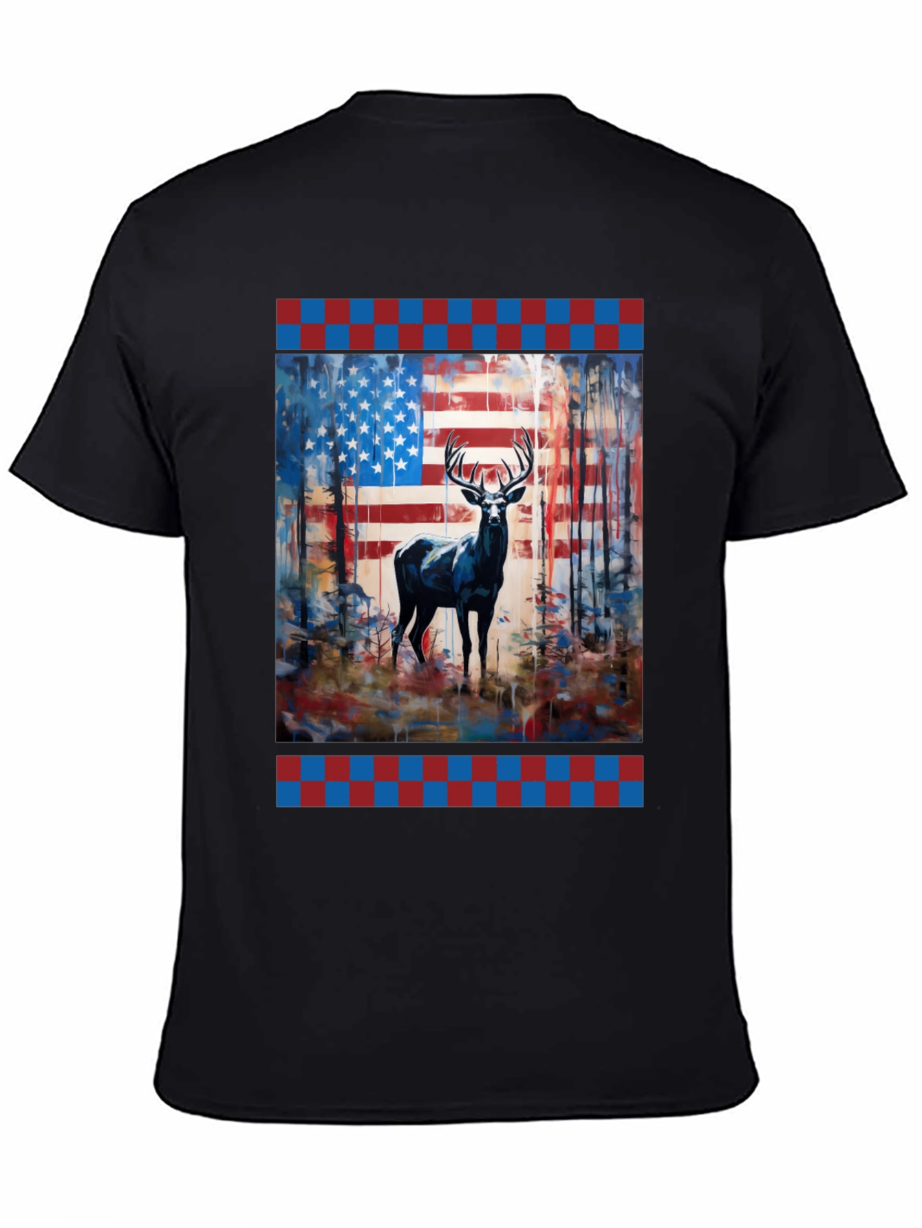 American Flag Deer Graphic Tee - Patriotic Wildlife Shirt