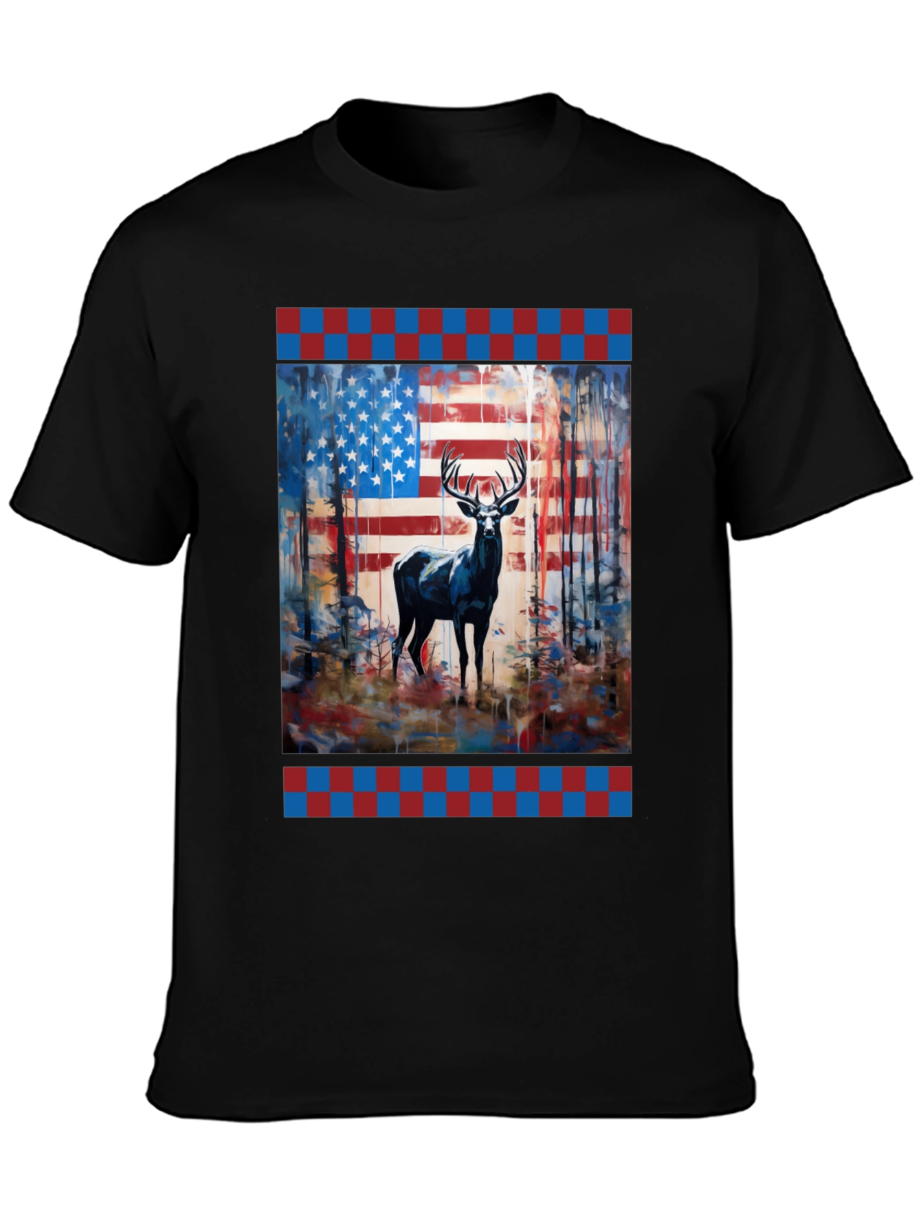 American Flag Deer Graphic Tee - Patriotic Wildlife Shirt