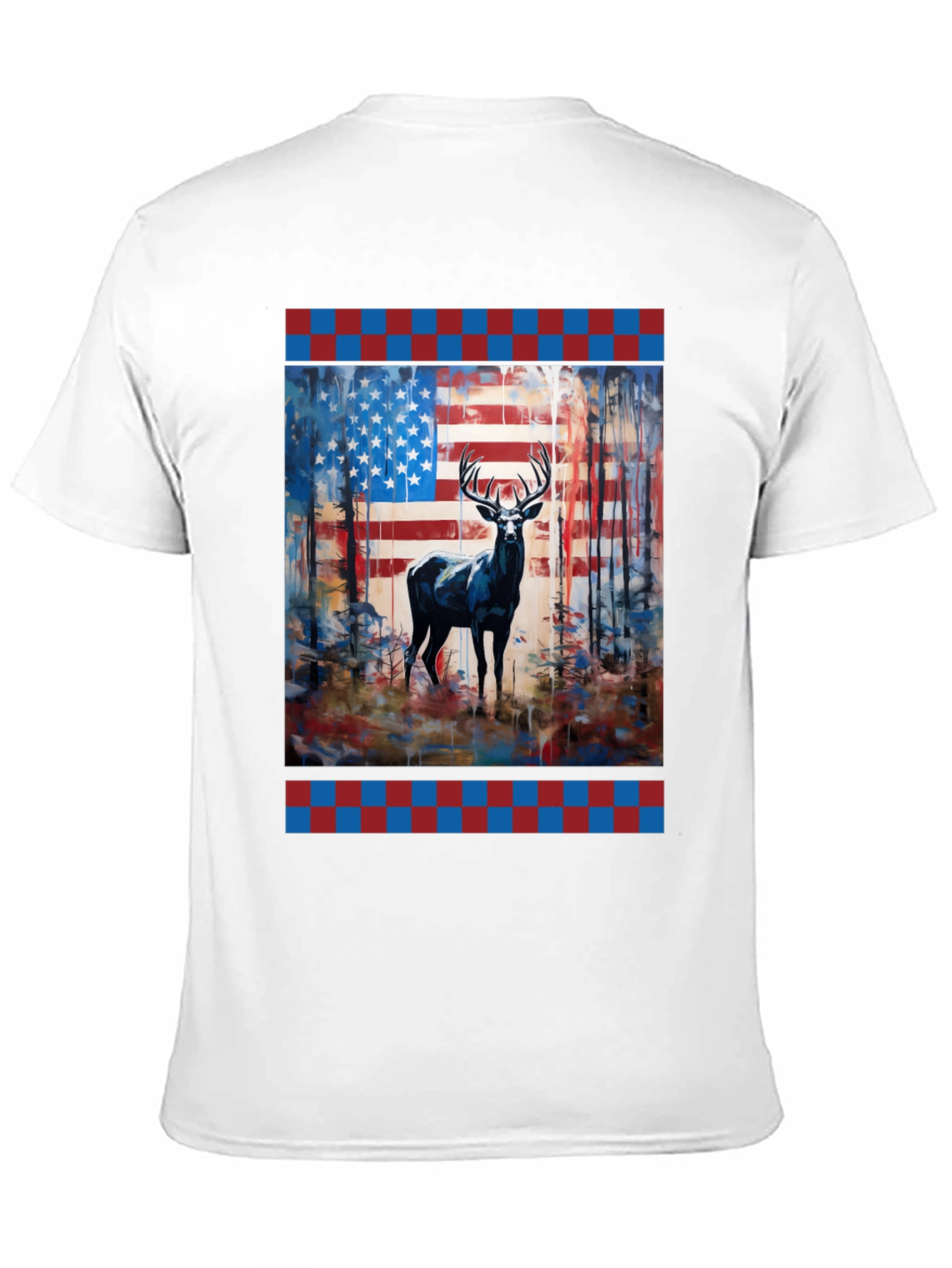 American Flag Deer Graphic Tee - Patriotic Wildlife Shirt