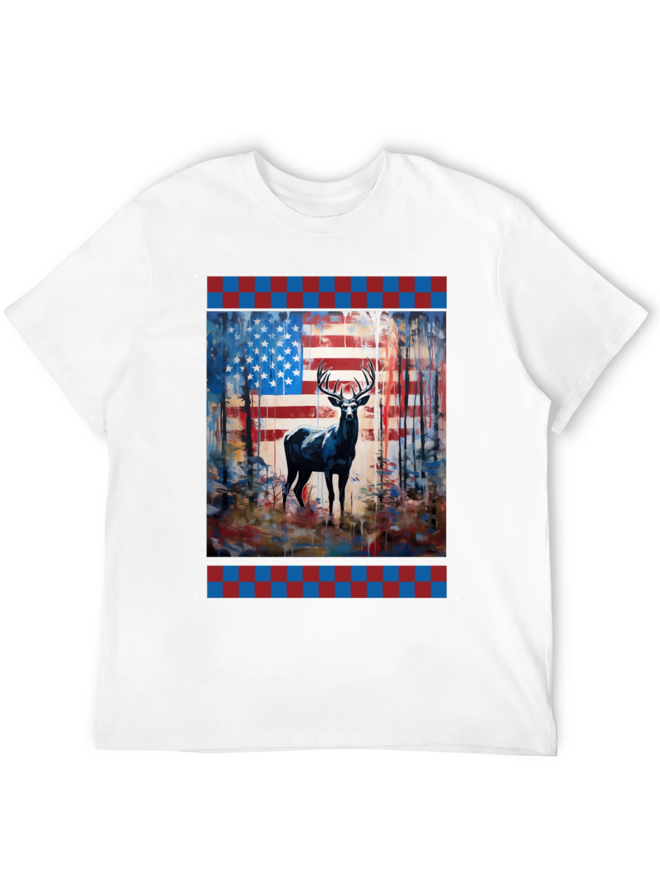 American Flag Deer Graphic Tee - Patriotic Wildlife Shirt