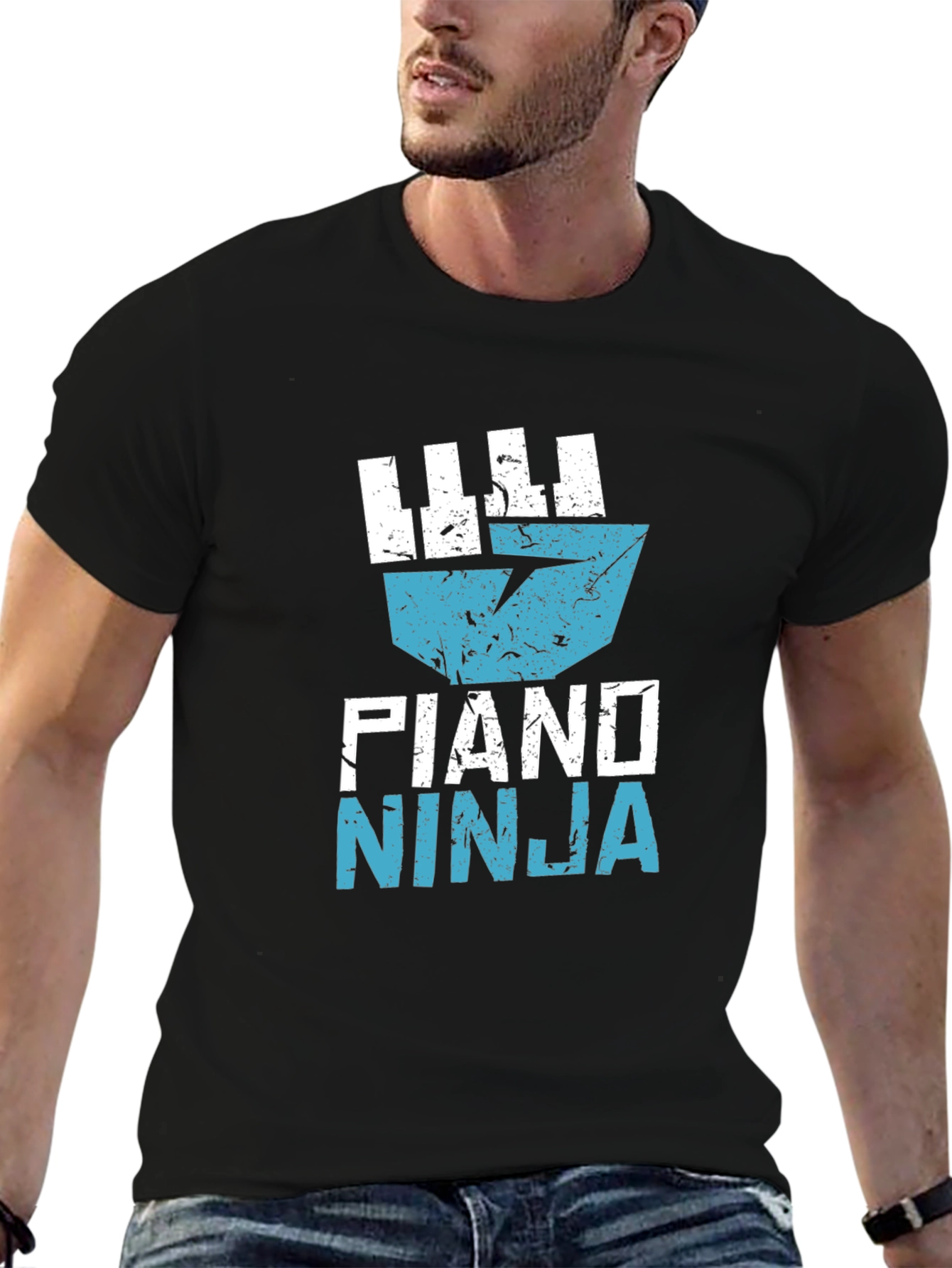 Piano Ninja Black T-Shirt Music Lover Tee