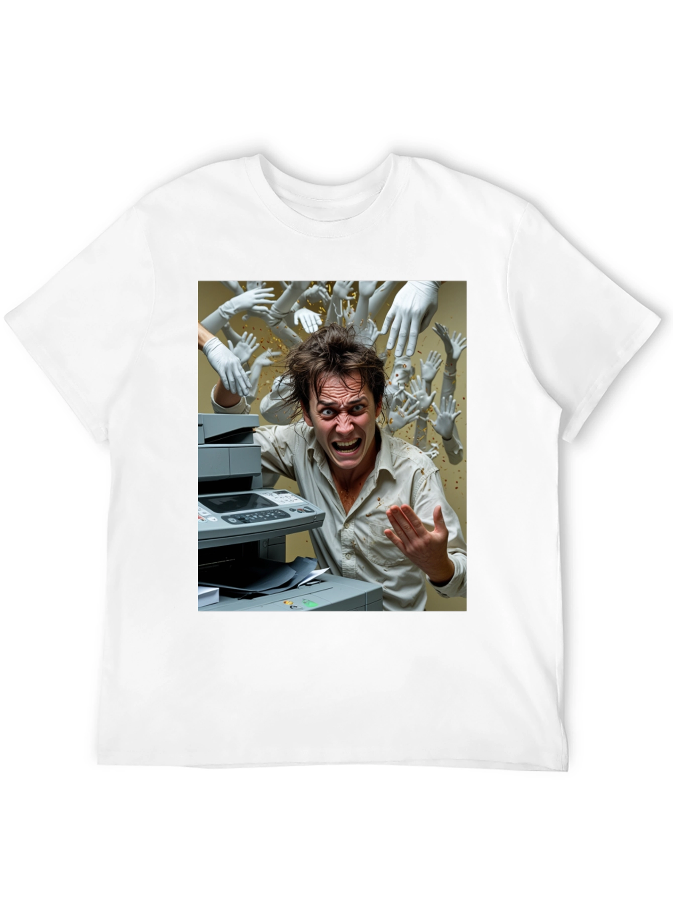 Office Chaos T-Shirt - Funny Printer Trouble Tee