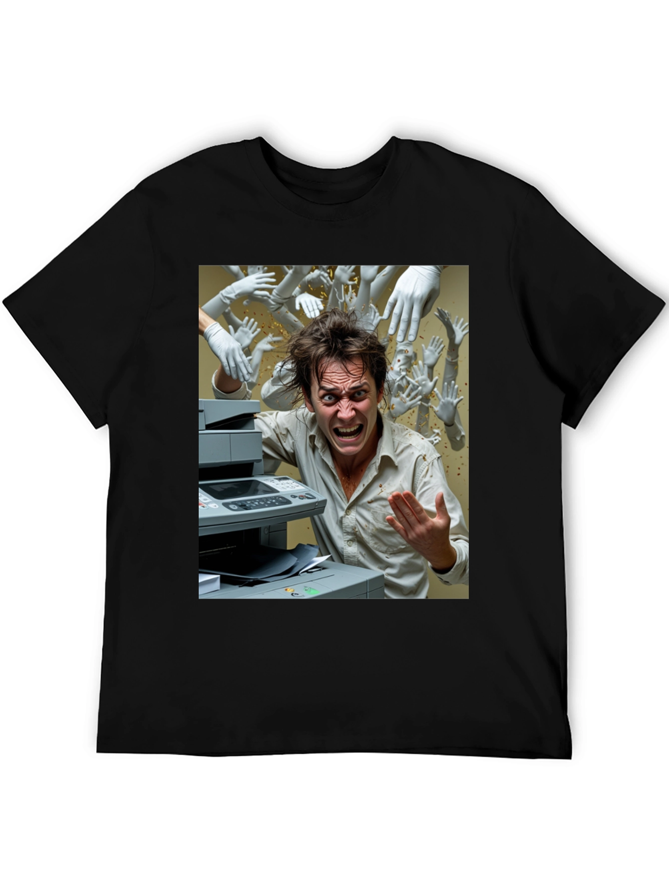 Office Chaos T-Shirt - Funny Printer Trouble Tee