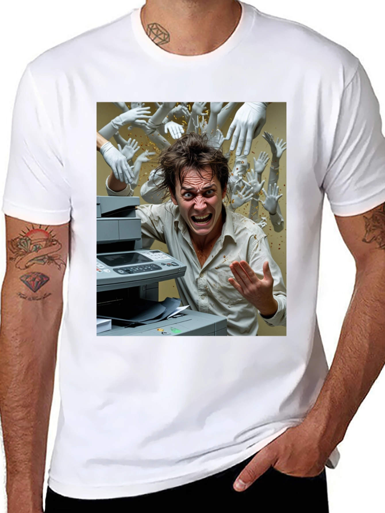 Office Chaos T-Shirt - Funny Printer Trouble Tee