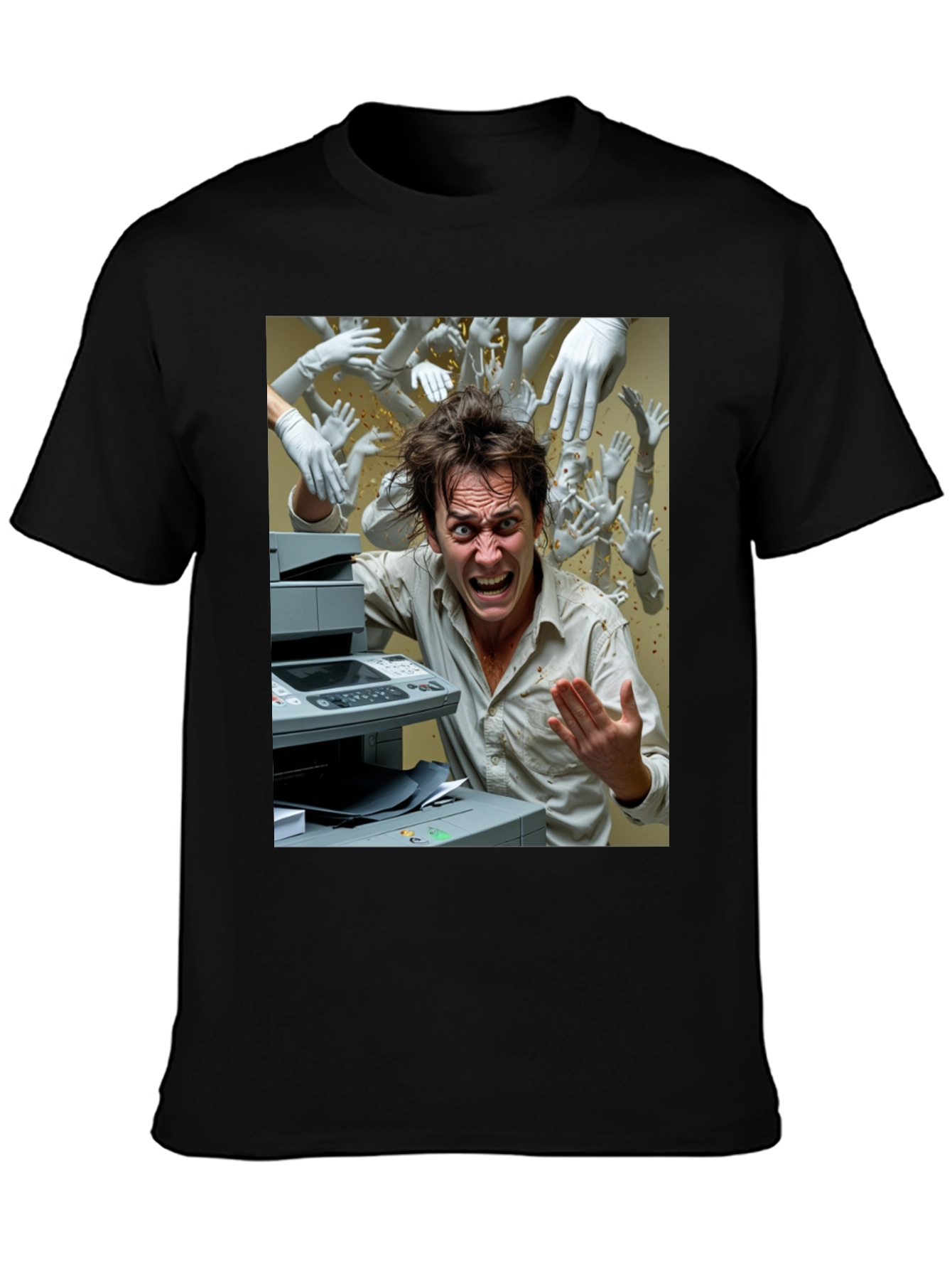 Office Chaos T-Shirt - Funny Printer Trouble Tee