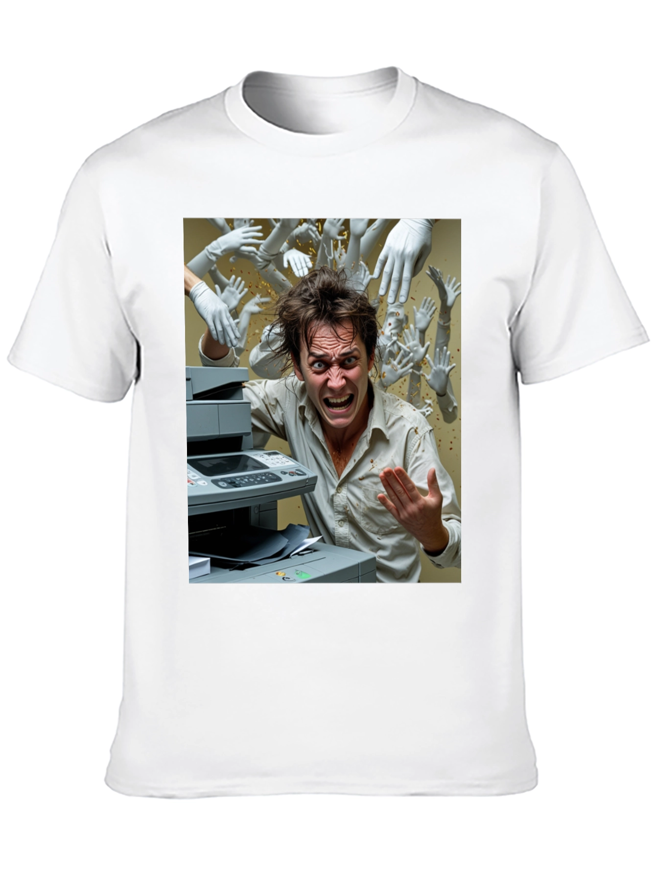 Office Chaos T-Shirt - Funny Printer Trouble Tee
