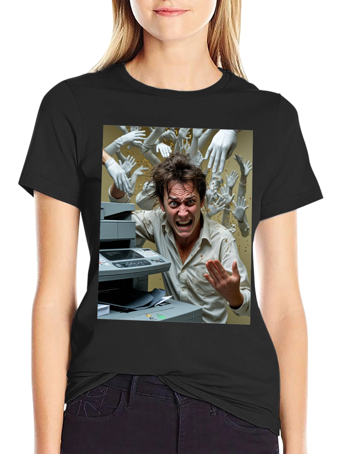 Office Chaos T-Shirt - Funny Printer Trouble Tee