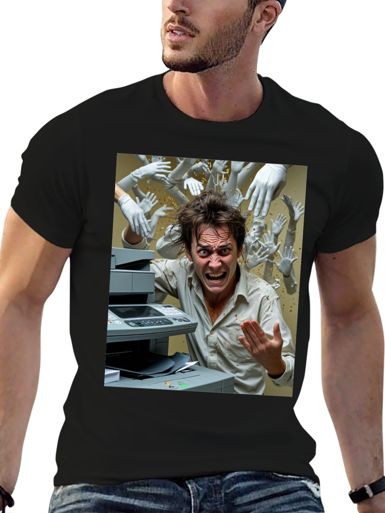 Office Chaos T-Shirt - Funny Printer Trouble Tee