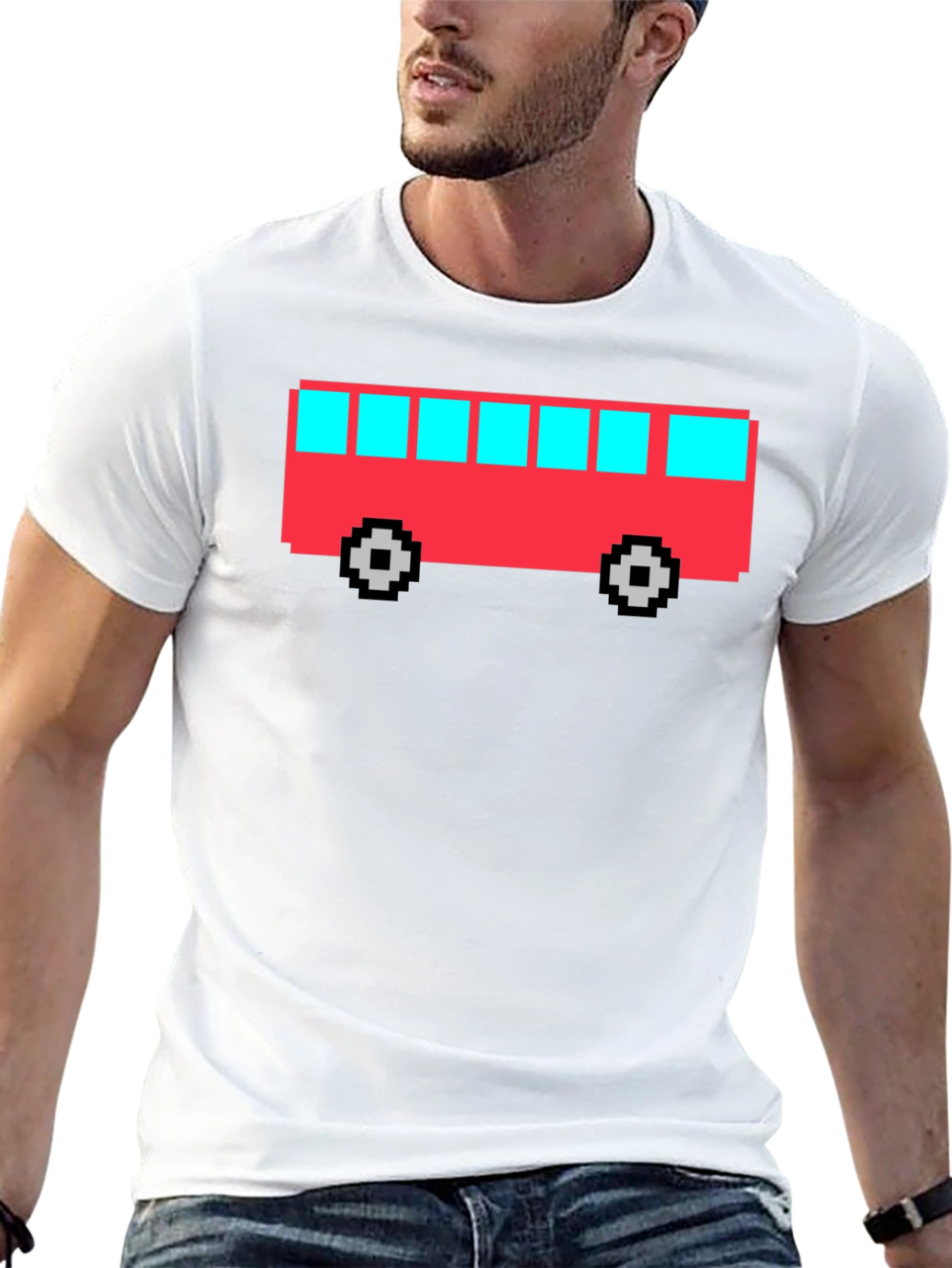 Pixel Bus Graphic T-Shirt - Retro Gaming Style