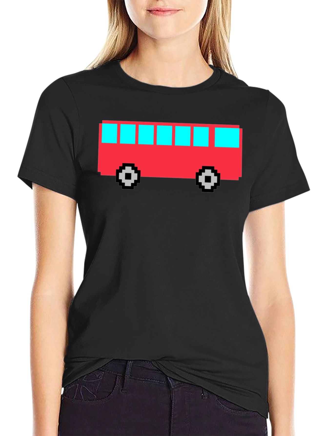 Pixel Bus Graphic T-Shirt - Retro Gaming Style