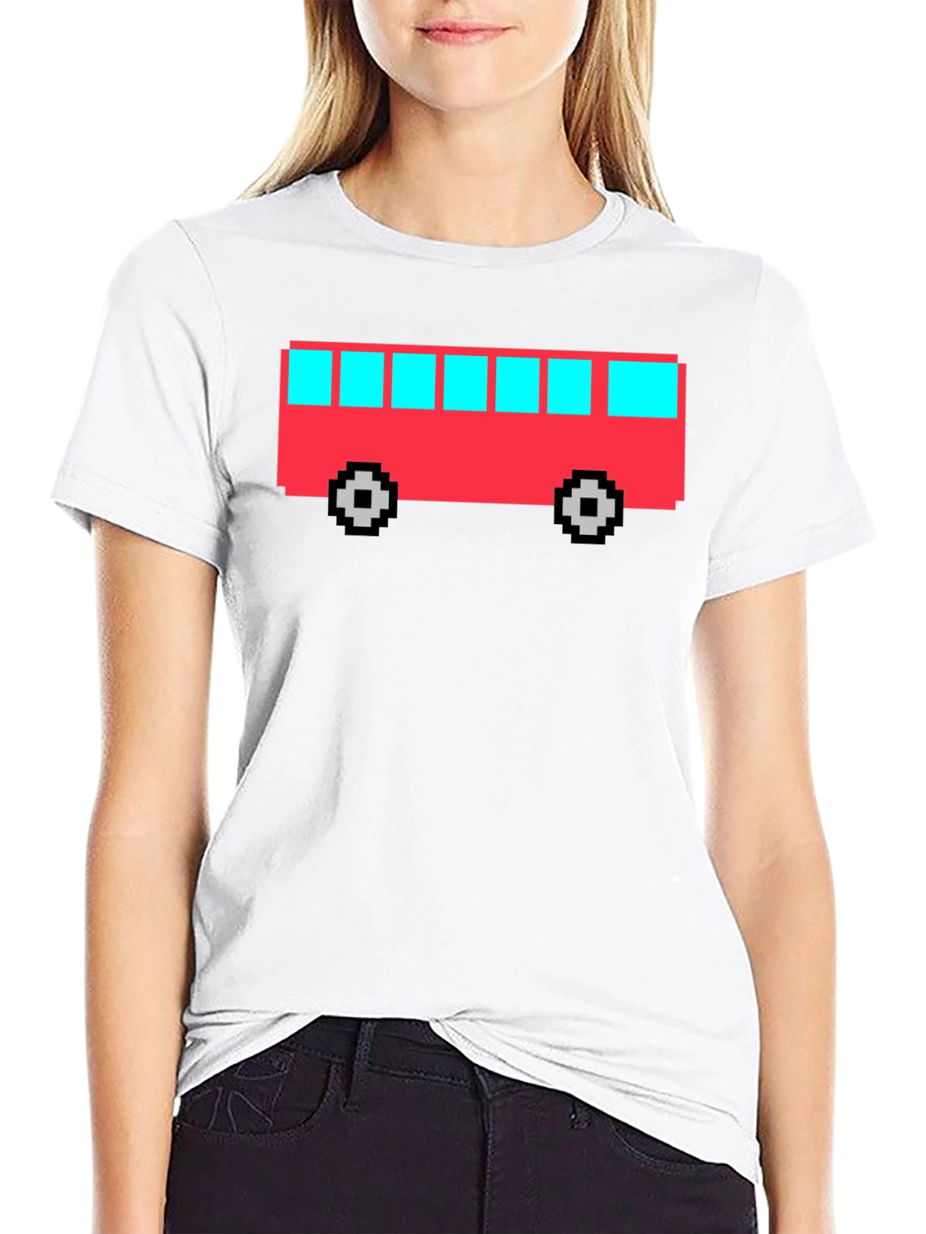Pixel Bus Graphic T-Shirt - Retro Gaming Style