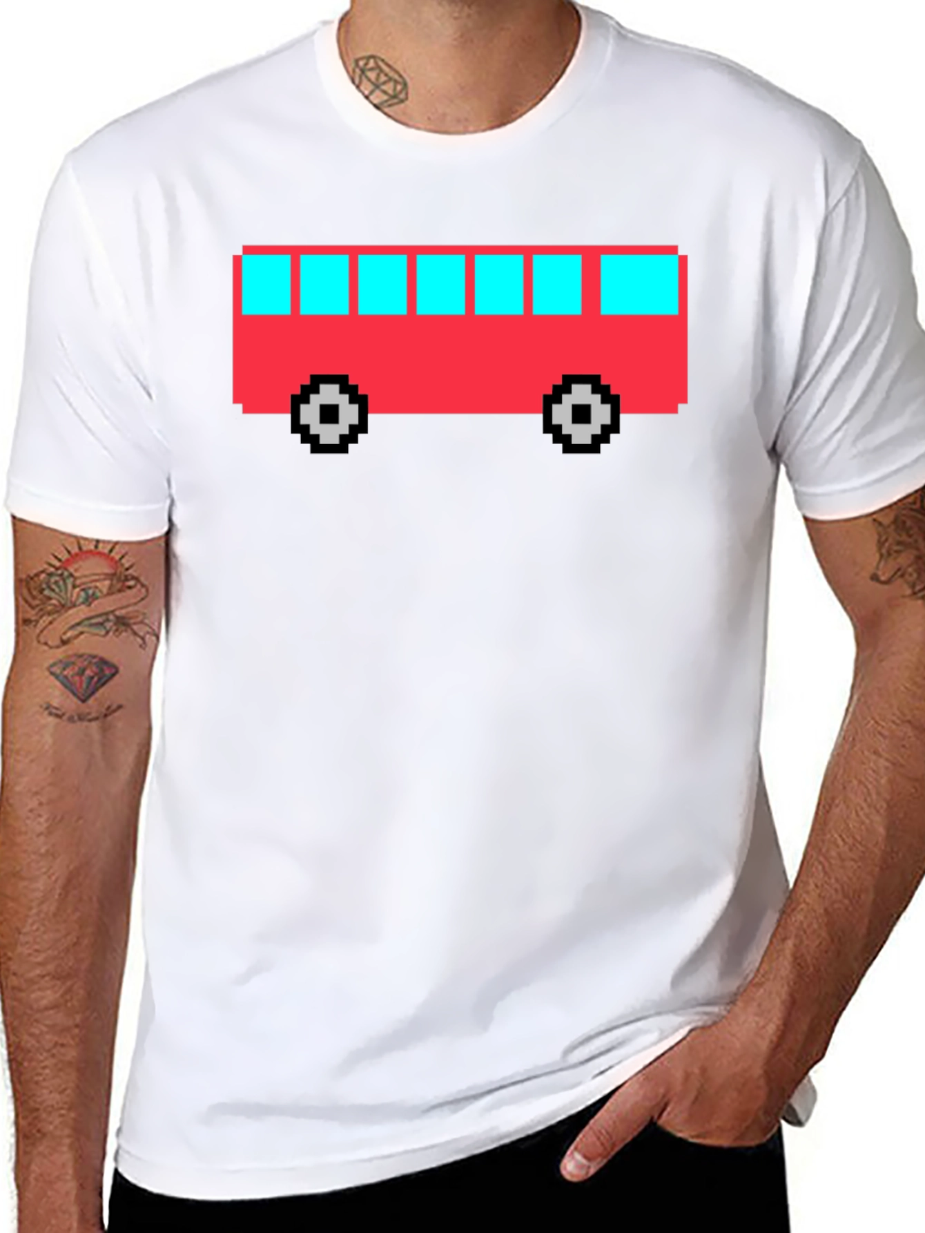 Pixel Bus Graphic T-Shirt - Retro Gaming Style
