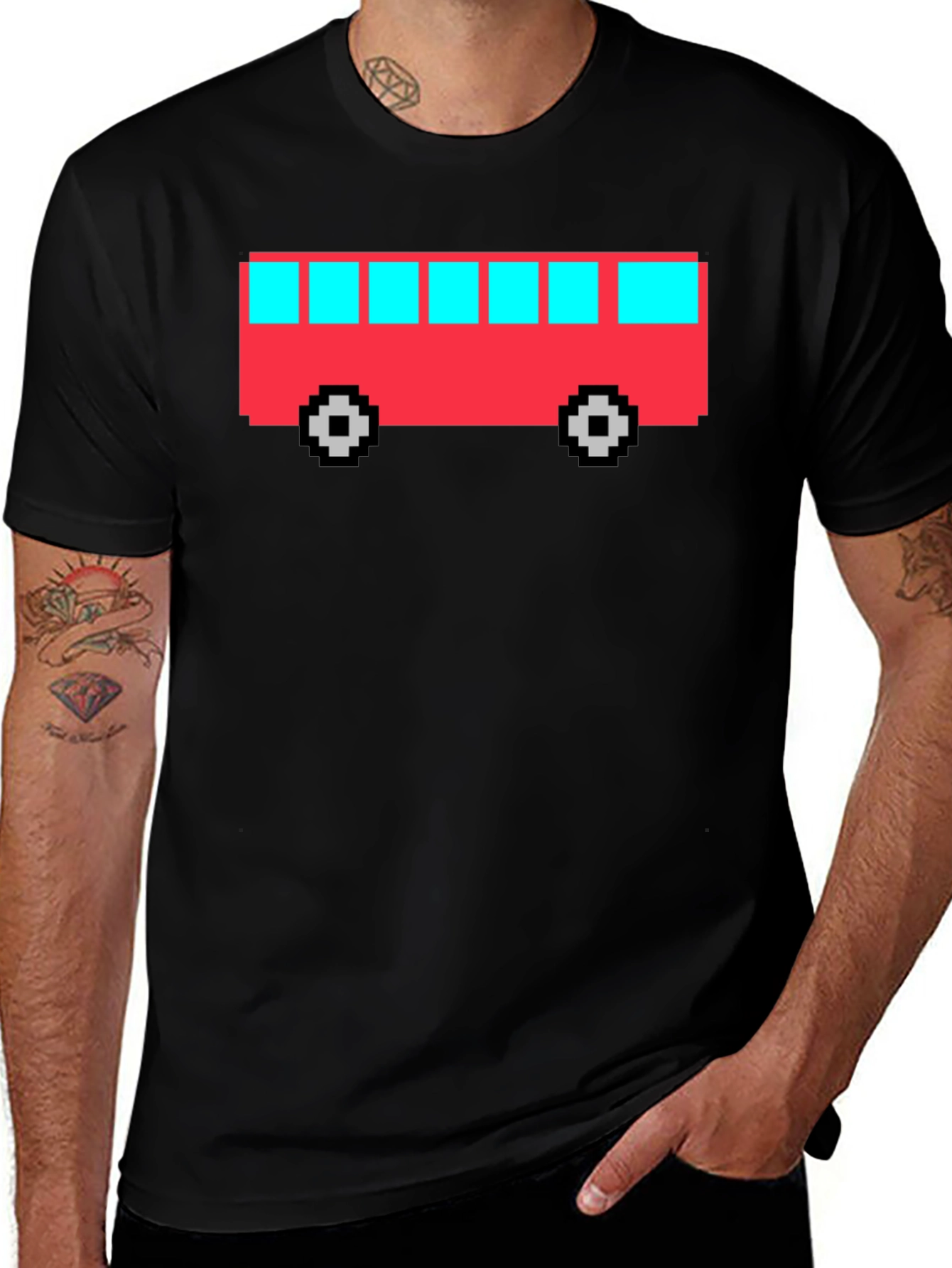 Pixel Bus Graphic T-Shirt - Retro Gaming Style