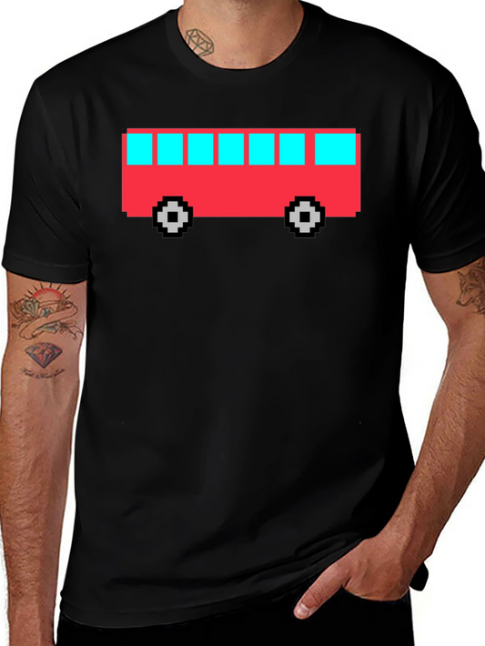 Pixel Bus Graphic T-Shirt - Retro Gaming Style