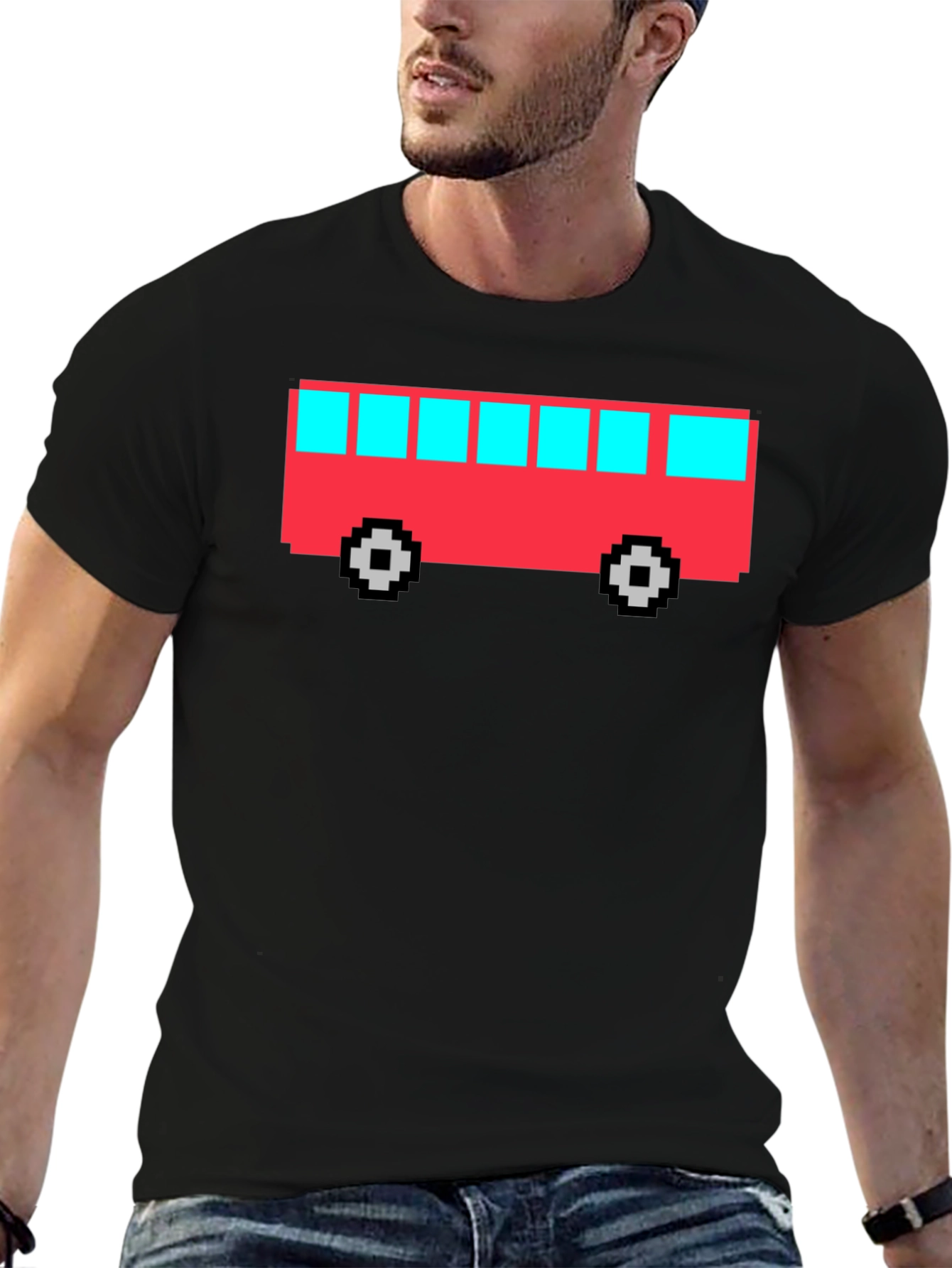 Pixel Bus Graphic T-Shirt - Retro Gaming Style