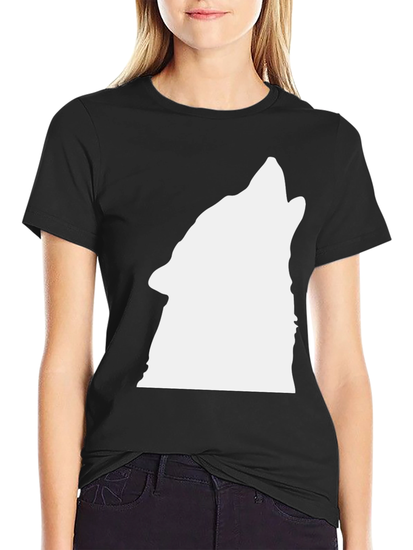Black Wolf Howl Graphic Tee - Mens Casual Shirt