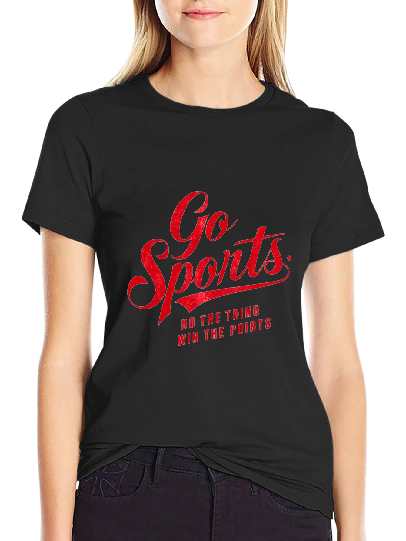 Go Sports Graphic Tee - Black Cotton T-Shirt