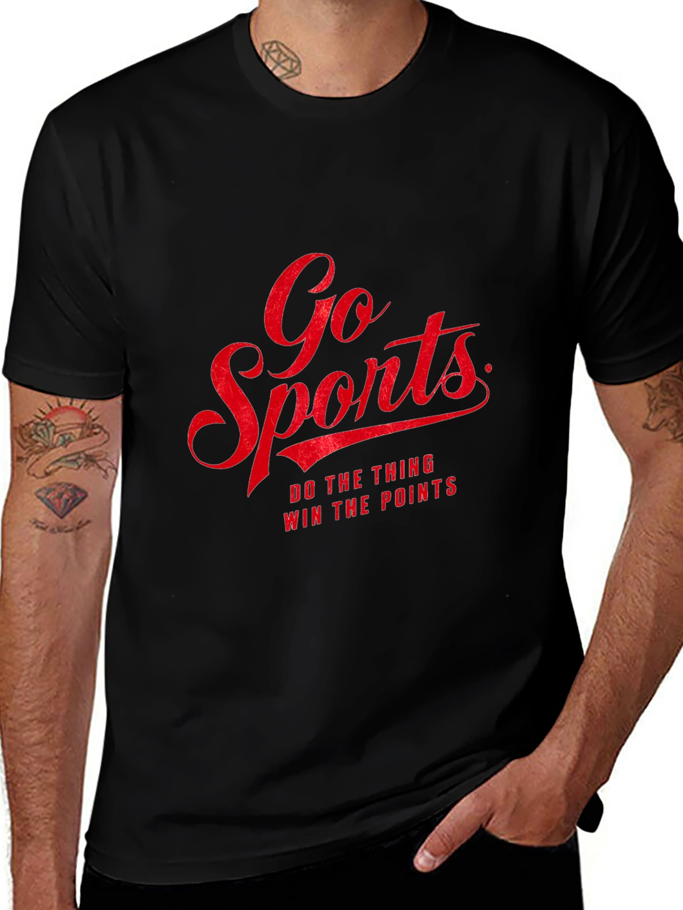 Go Sports Graphic Tee - Black Cotton T-Shirt