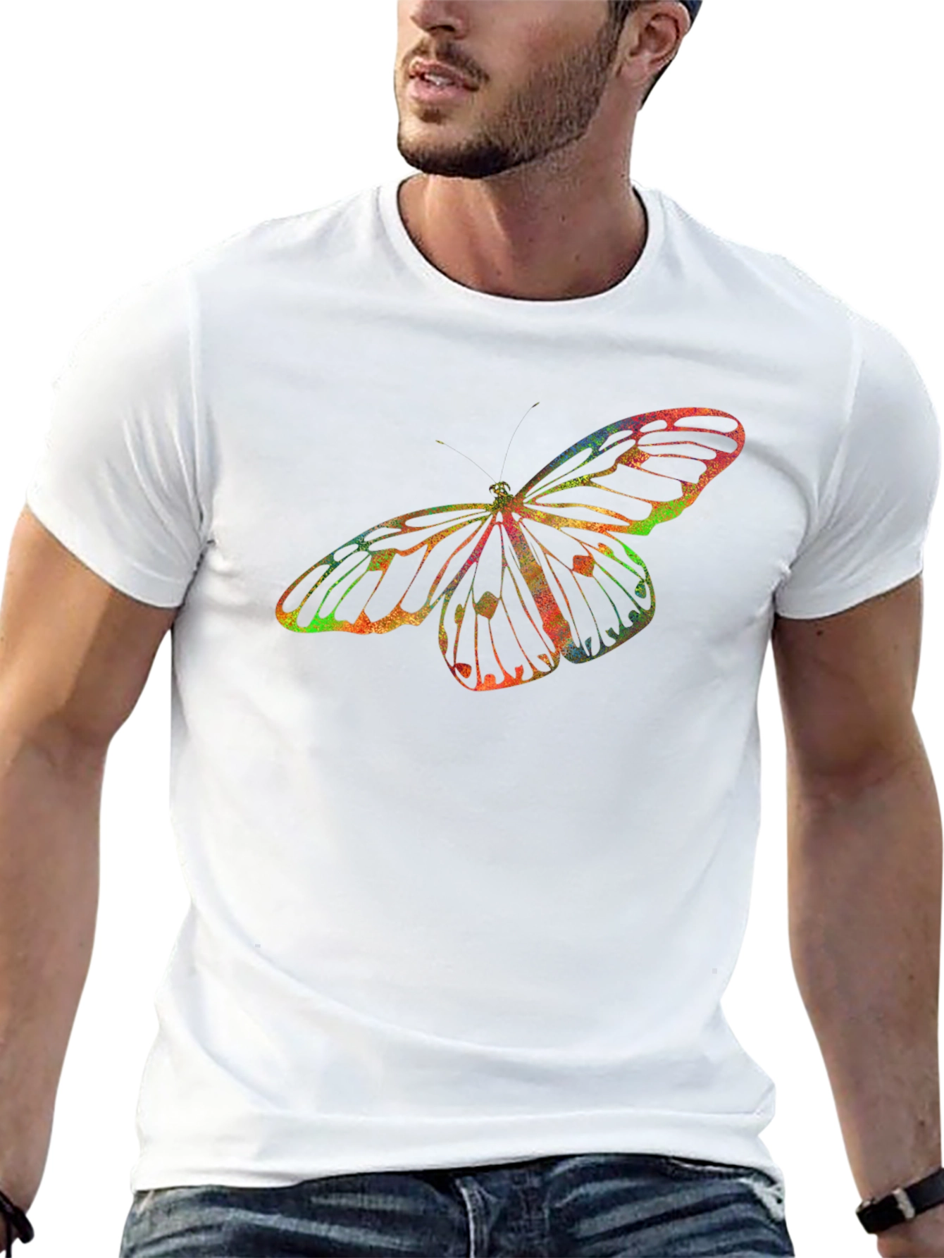 Butterfly Graphic Mens Black T-Shirt