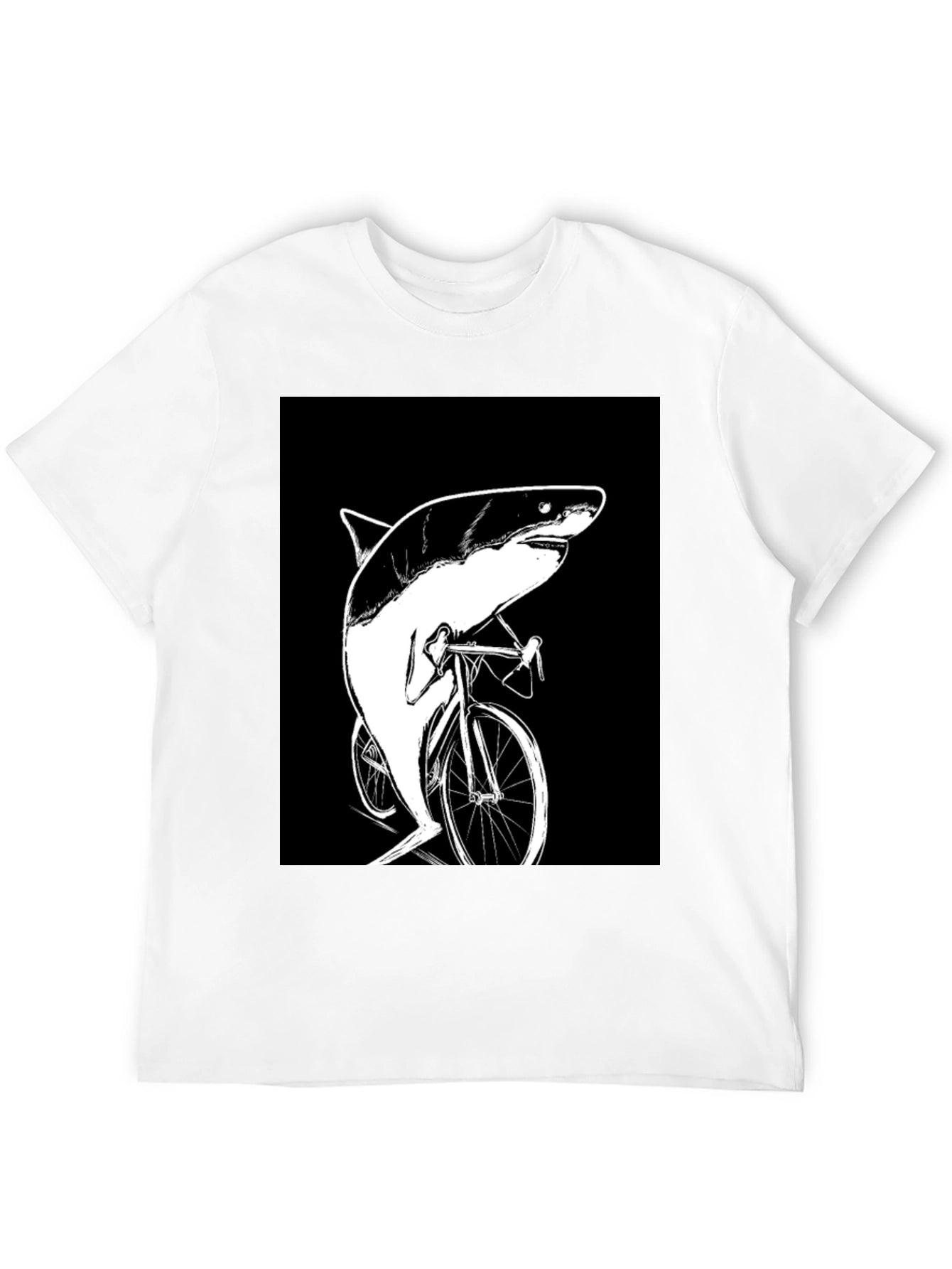 Shark on Bike T-Shirt - Funny Animal Graphic Tee