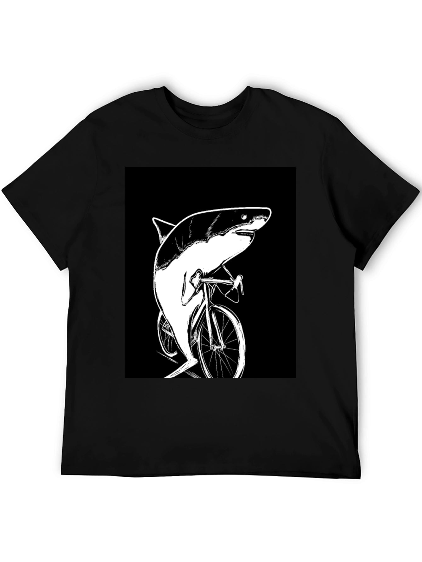 Shark on Bike T-Shirt - Funny Animal Graphic Tee