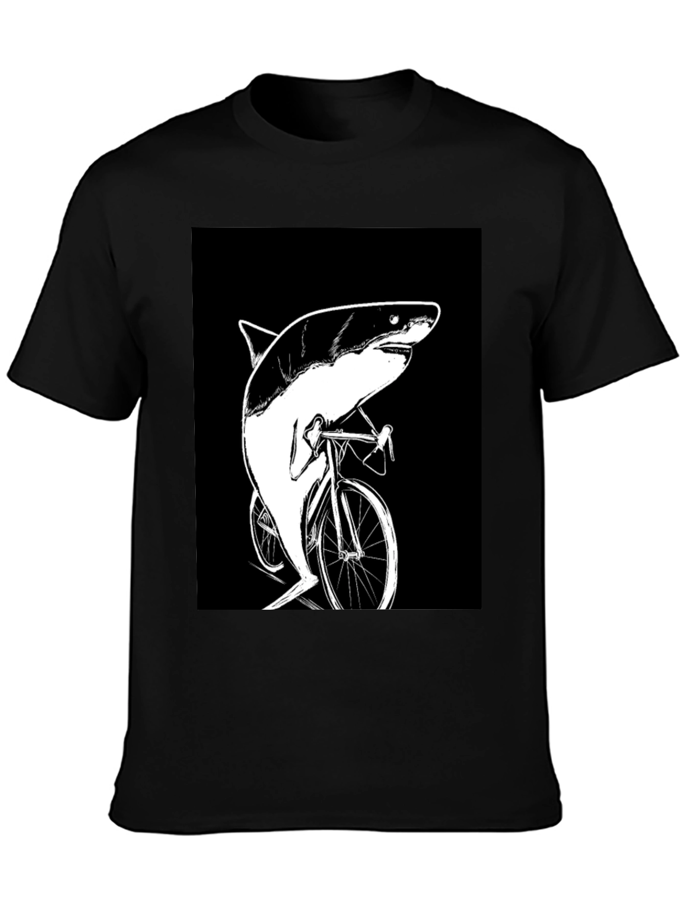 Shark on Bike T-Shirt - Funny Animal Graphic Tee