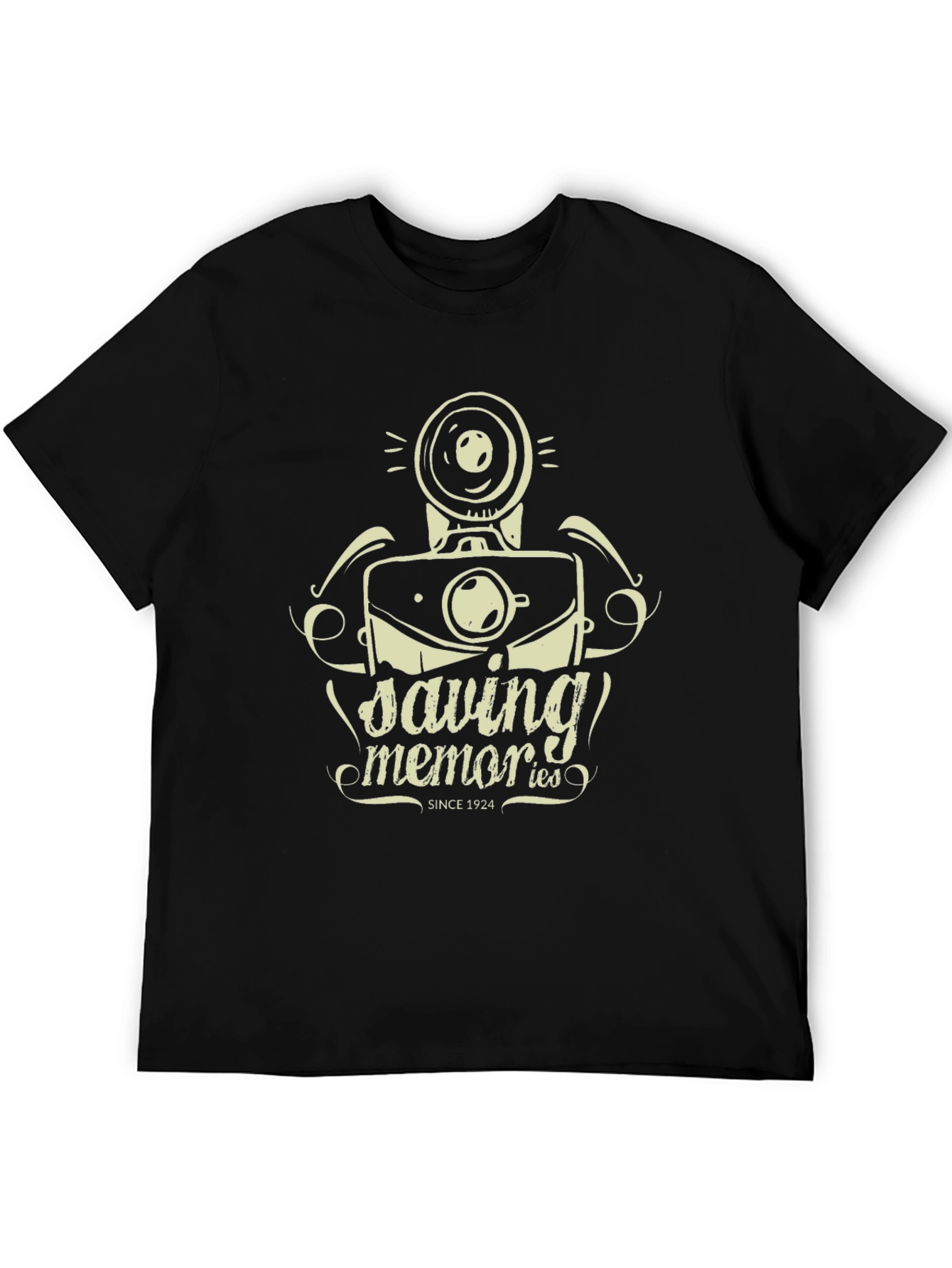 Retro Camera Saving Memories Black T-Shirt