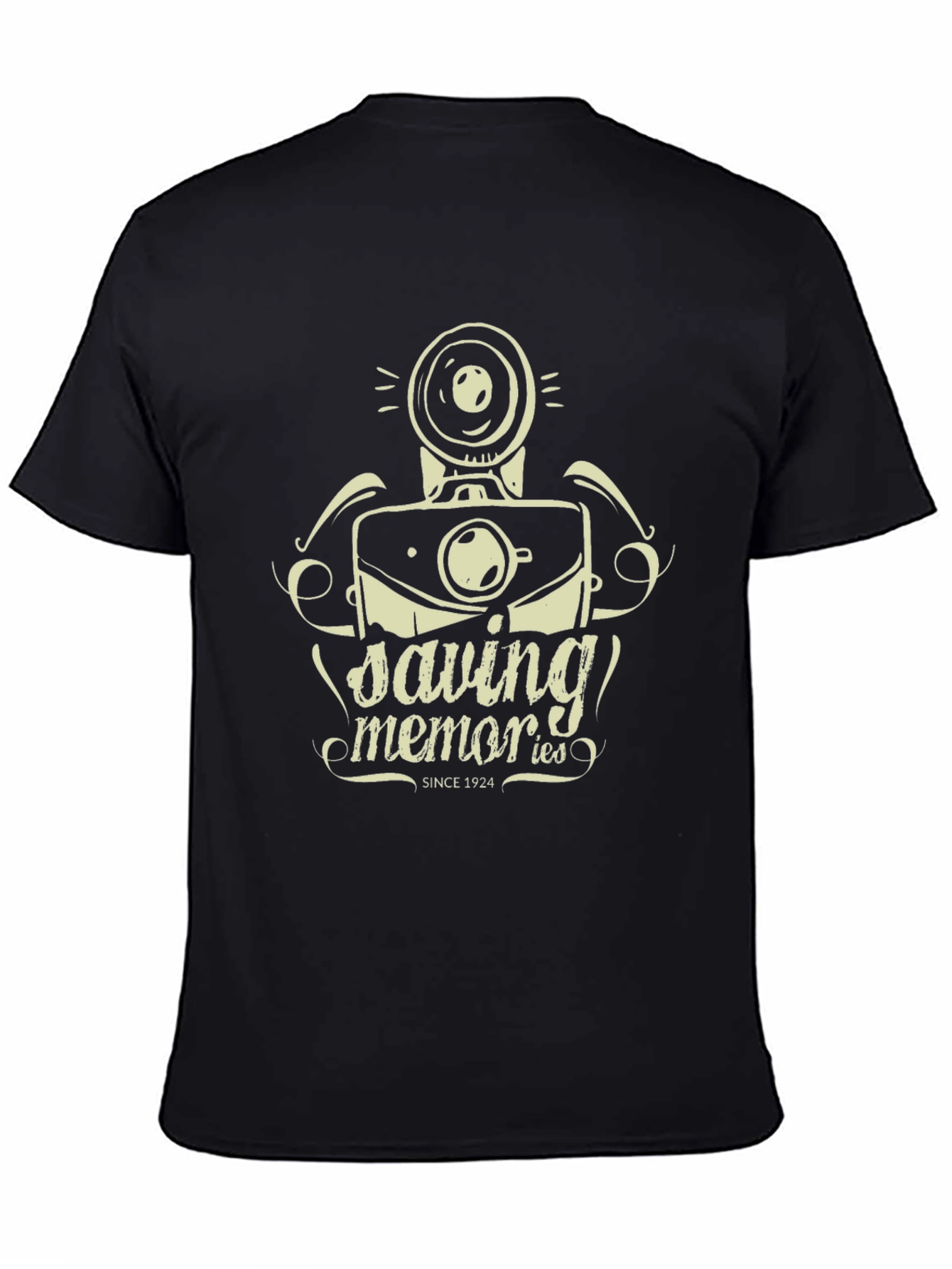 Retro Camera Saving Memories Black T-Shirt