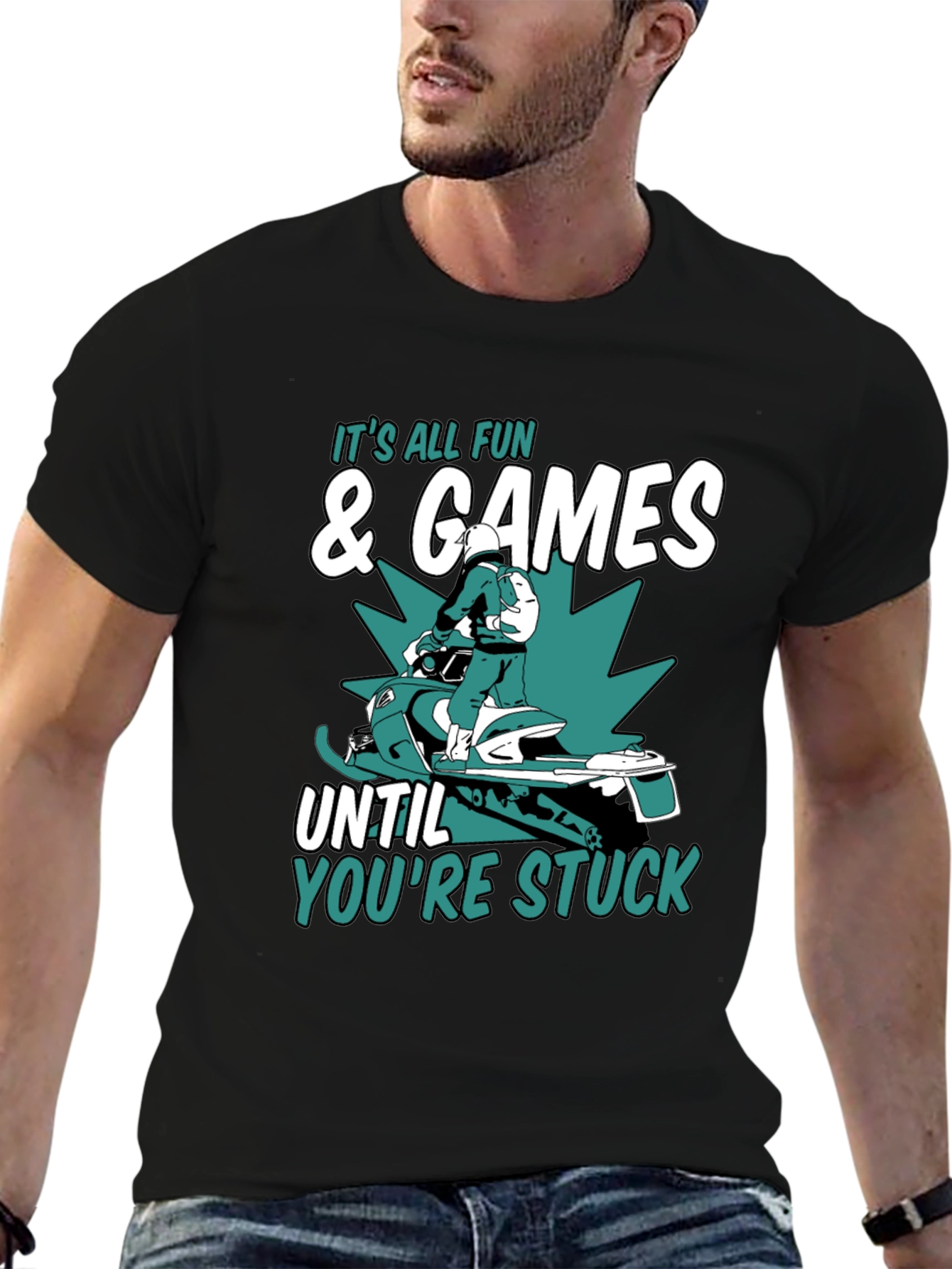 Fun & Games Snowmobile T-Shirt - Stuck Humor
