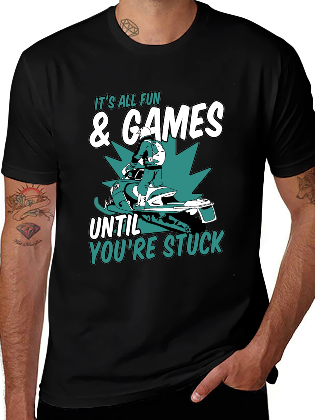 Fun & Games Snowmobile T-Shirt - Stuck Humor