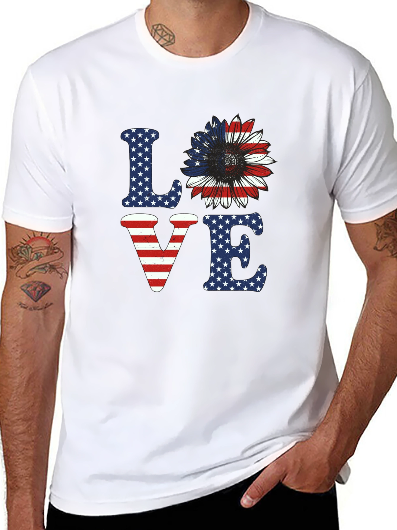 Patriotic LOVE Sunflower T-Shirt