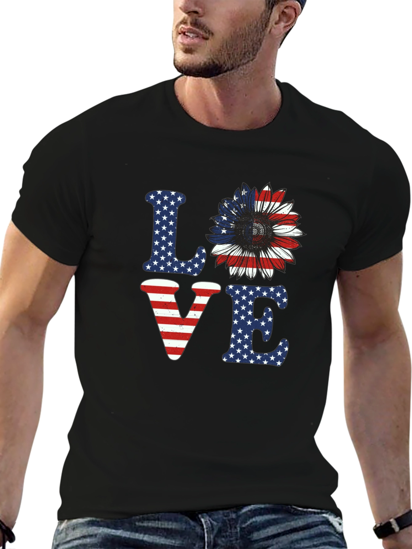 Patriotic LOVE Sunflower T-Shirt