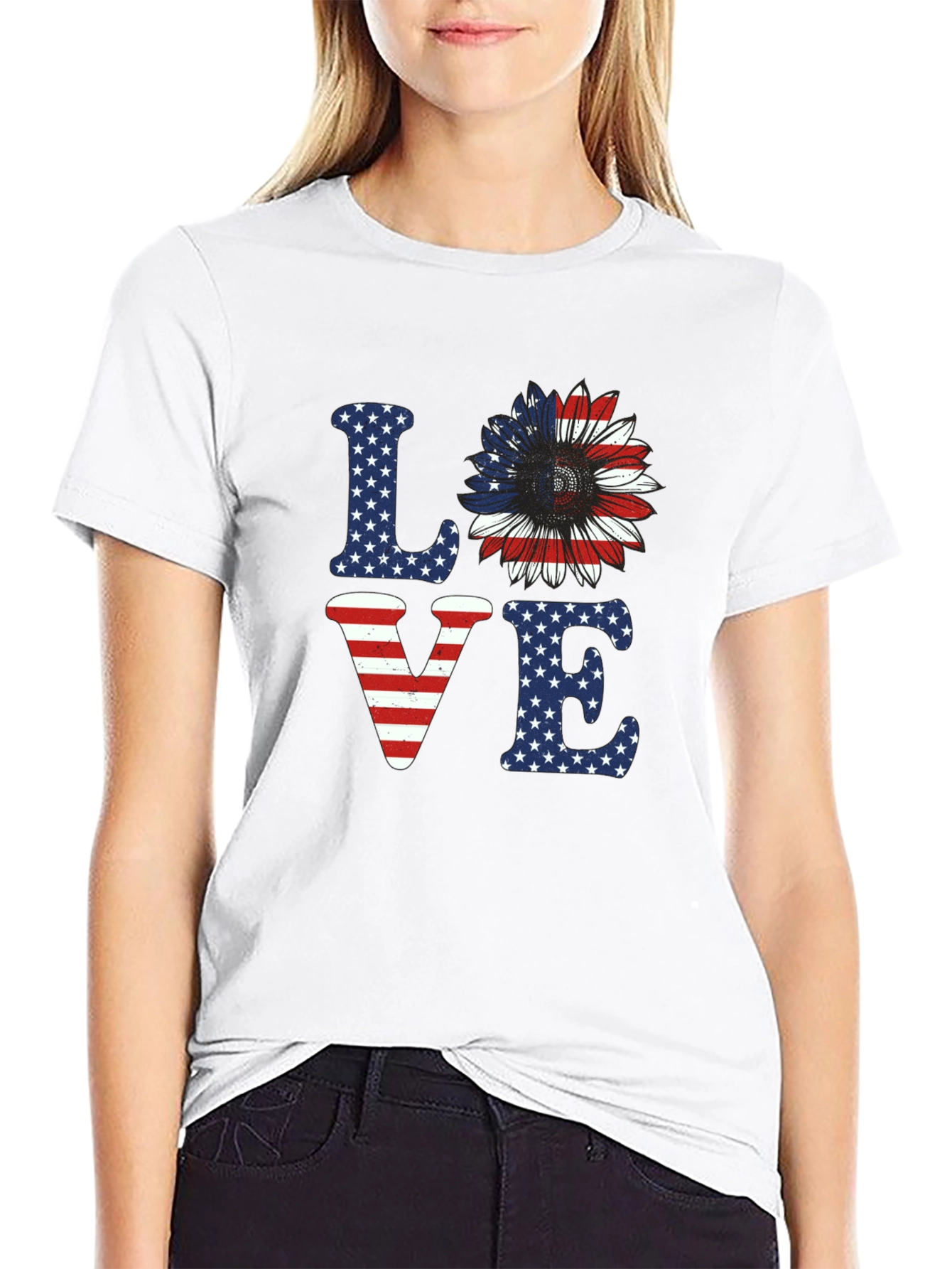 Patriotic LOVE Sunflower T-Shirt