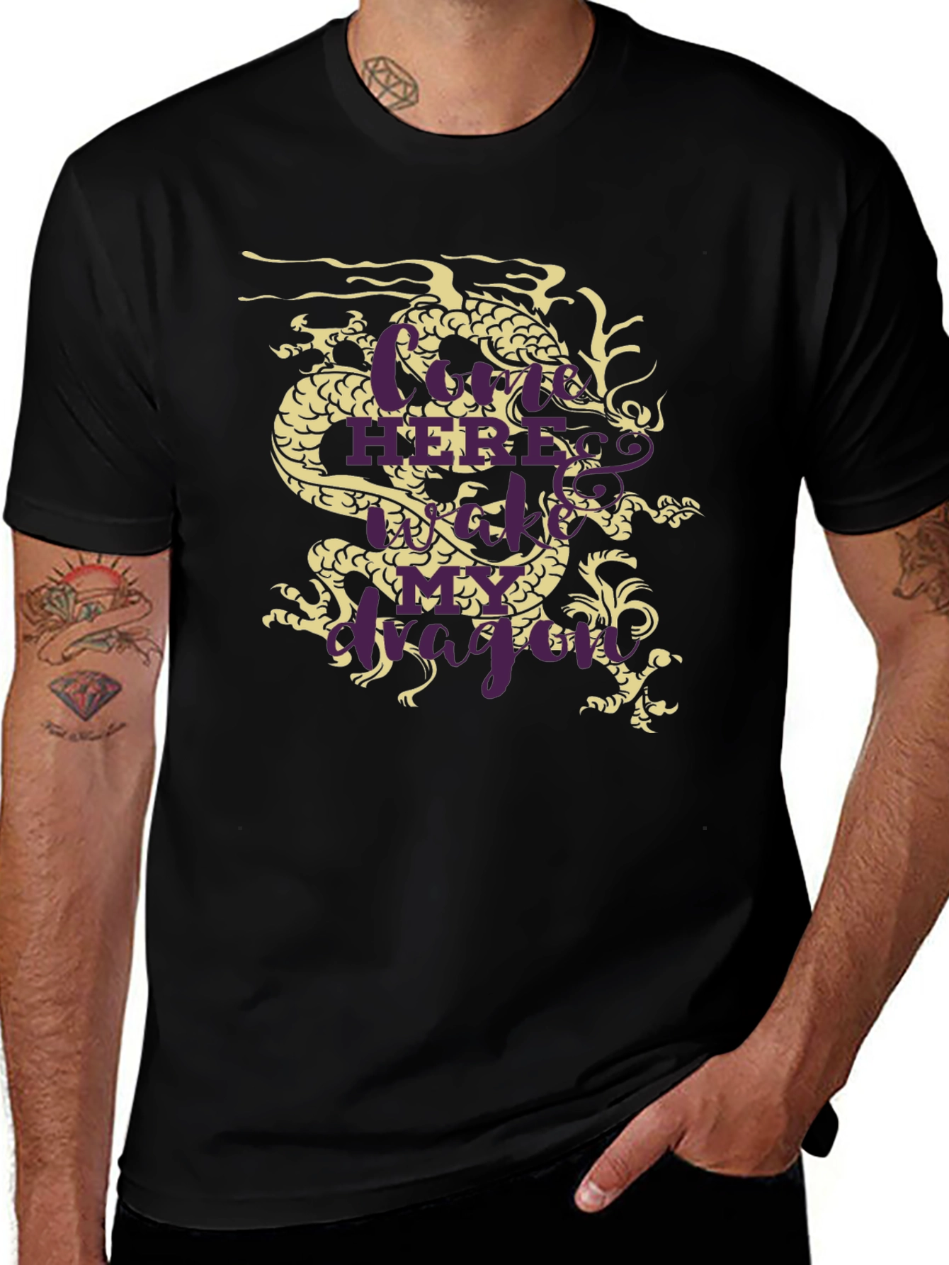 Dragon Graphic Tee - Here Be Dragons Black T-Shirt
