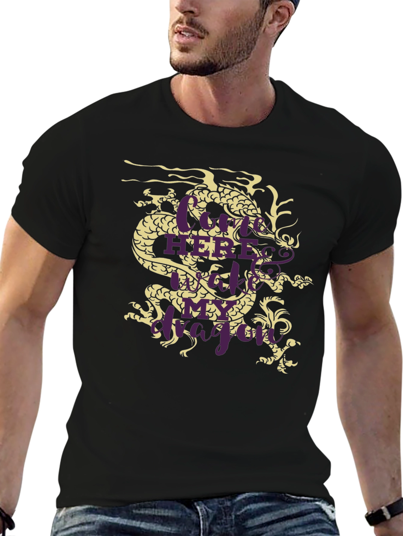 Dragon Graphic Tee - Here Be Dragons Black T-Shirt