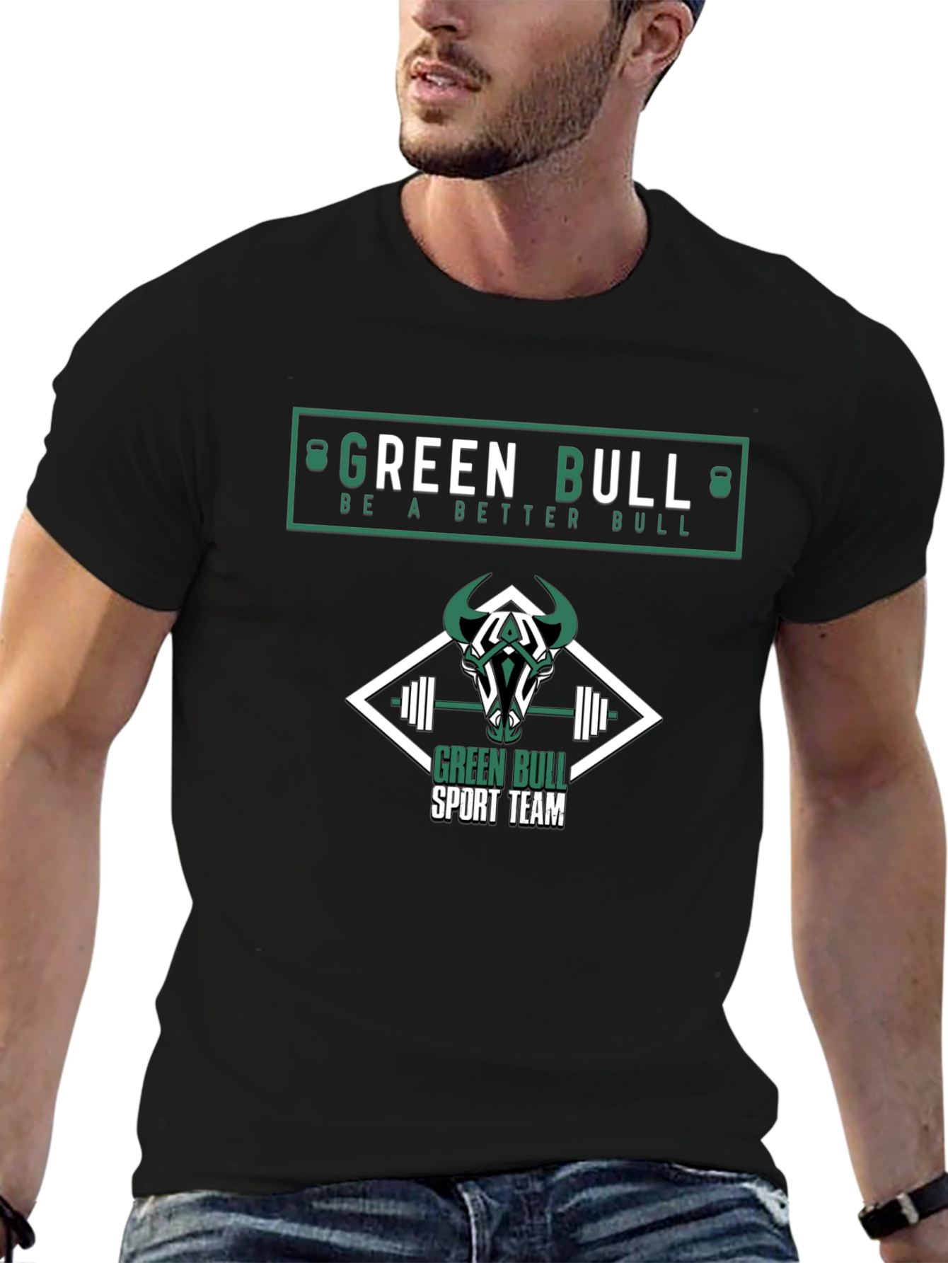 Green Bull Sport Team Black T-Shirt